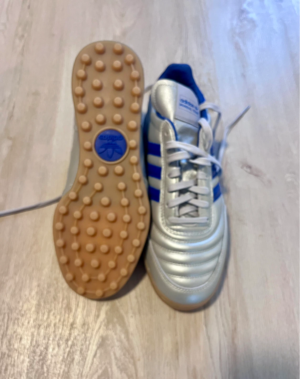 Adidas Mundial Team RS Soccer Shoes Size 7 Silver Blue - photo 2