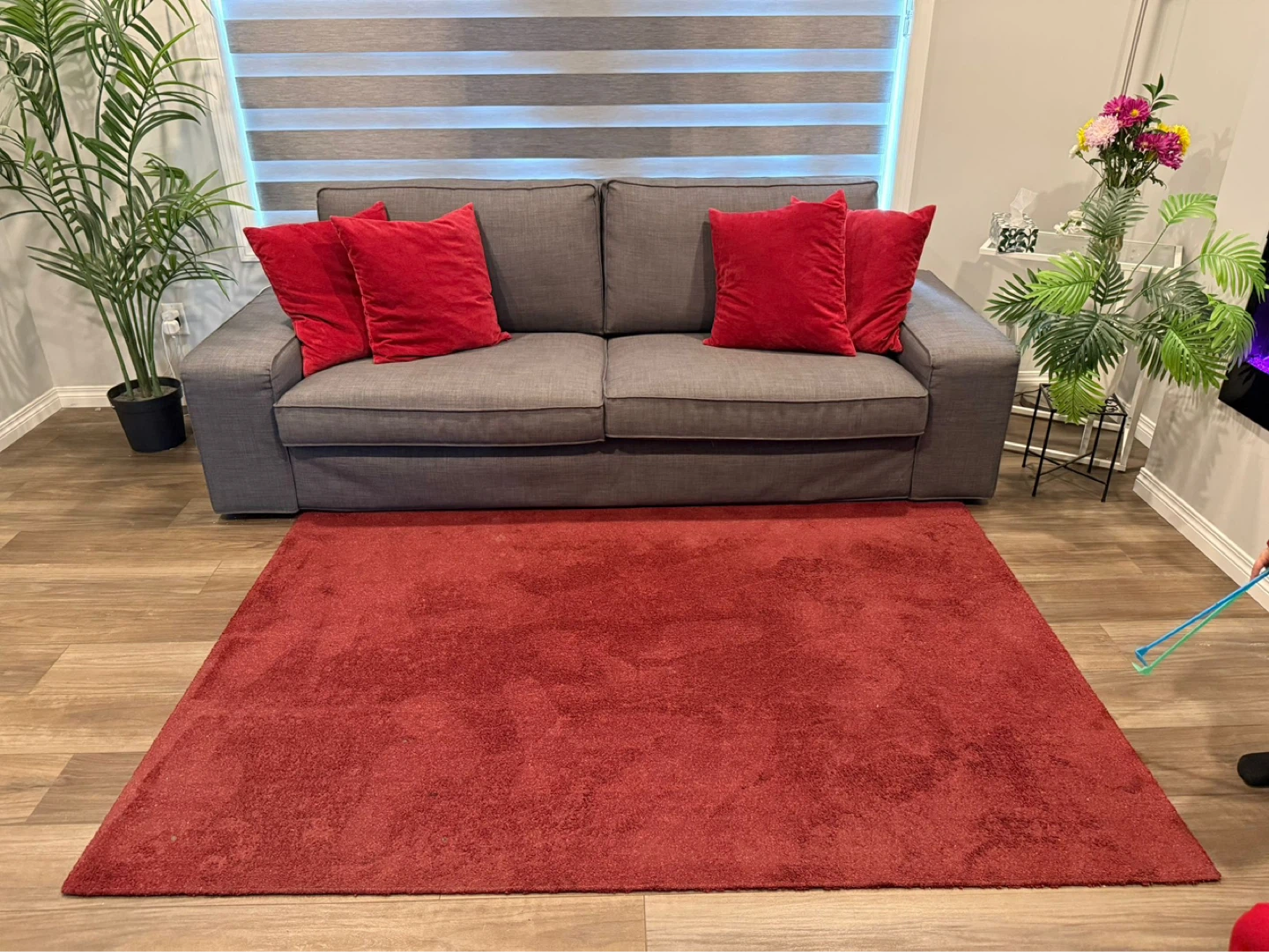 Grey Sofa with Red Pillows - photo 3