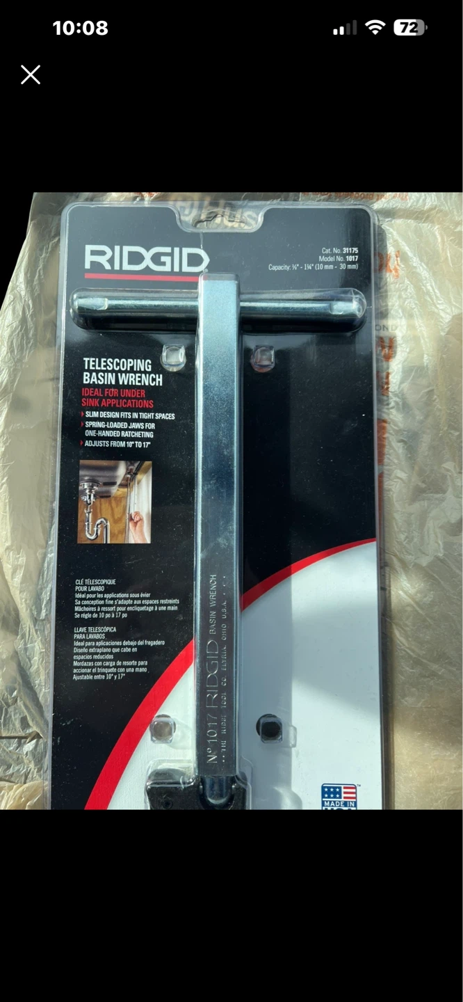 RIDGID Telescoping Basin Wrench 1017 (10"-17")