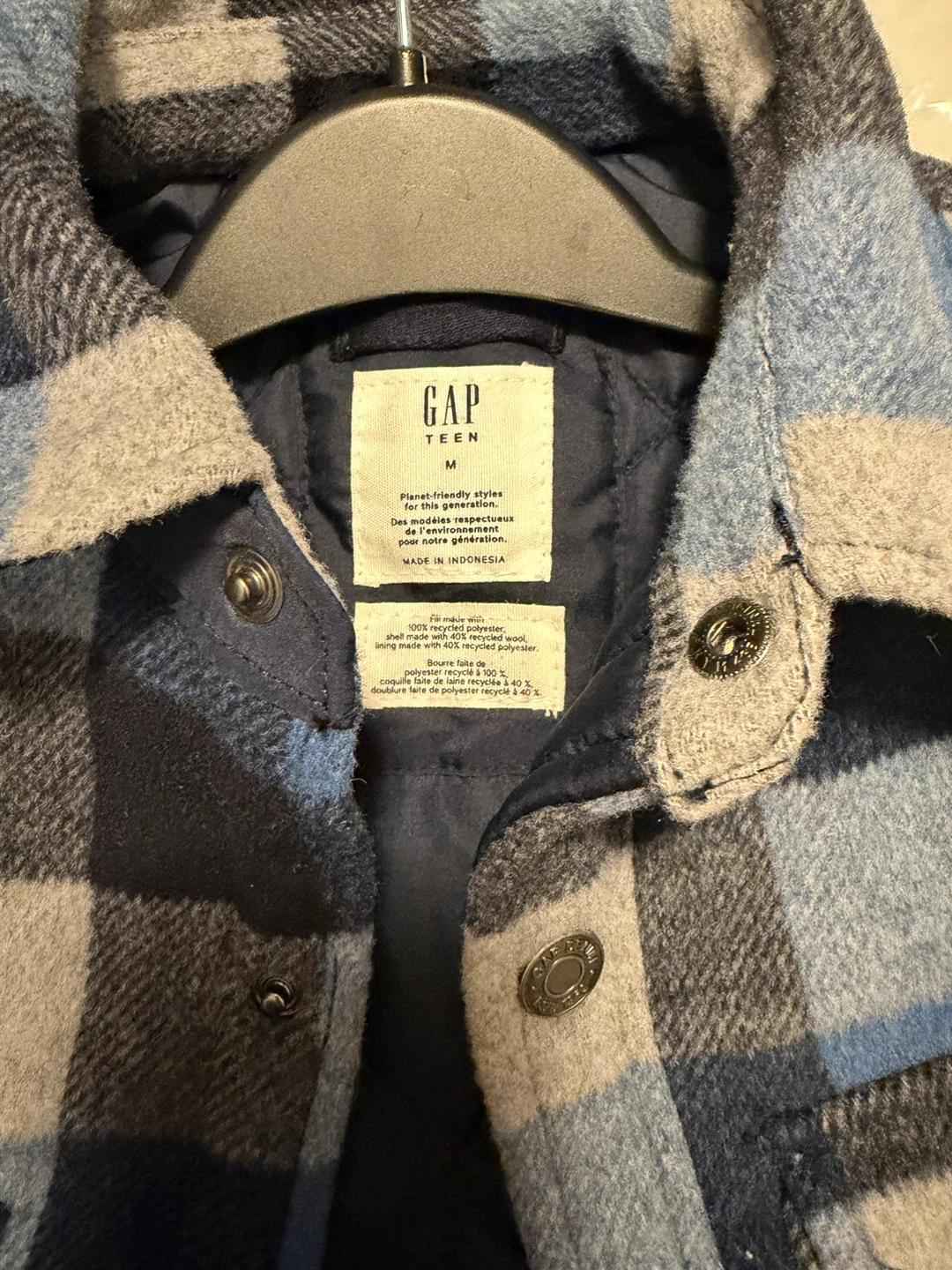 Gap Teen Plaid Shacket Size Medium - photo 2