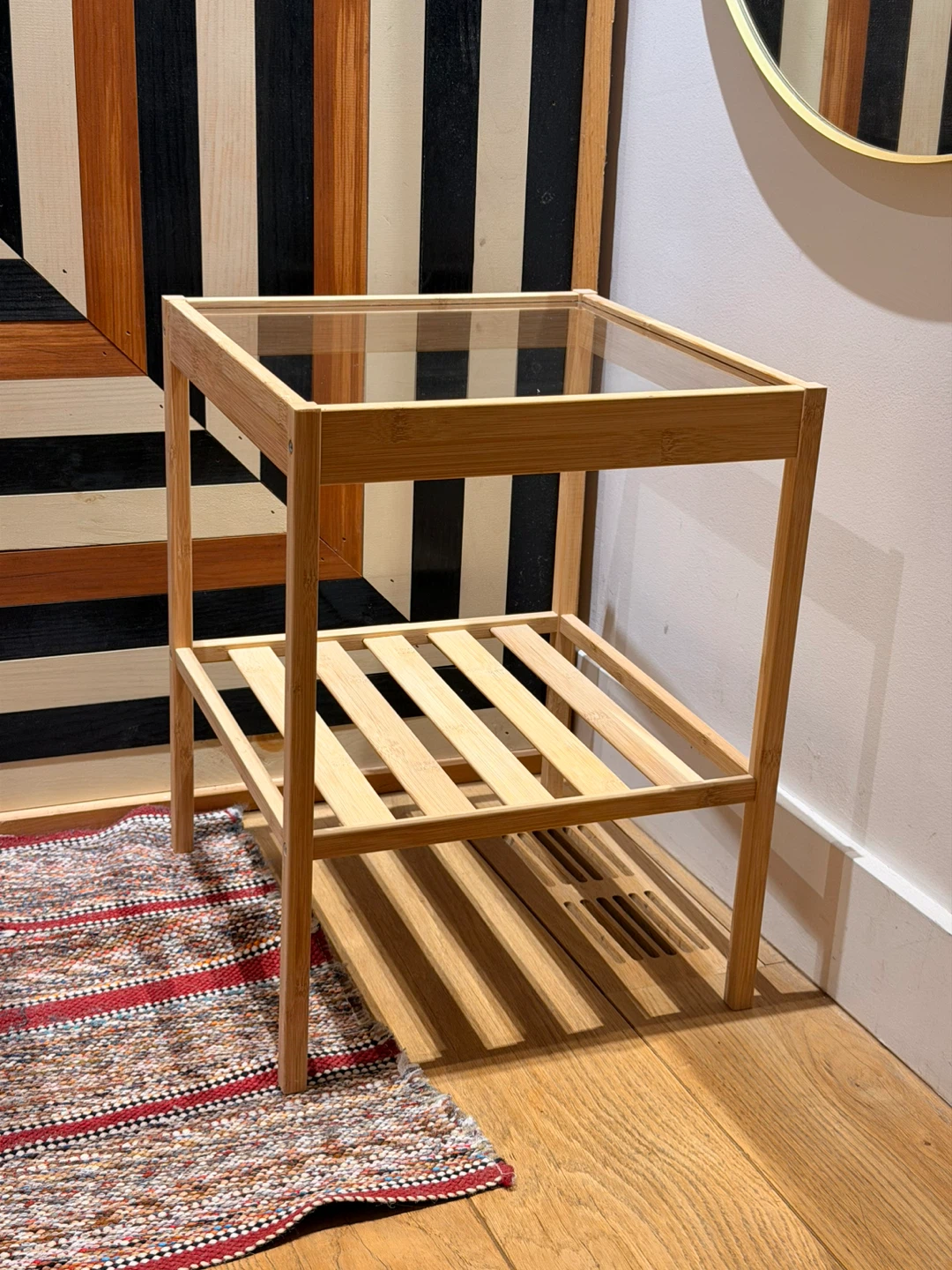 Bamboo and Glass Side Table (IKEA Nesna)