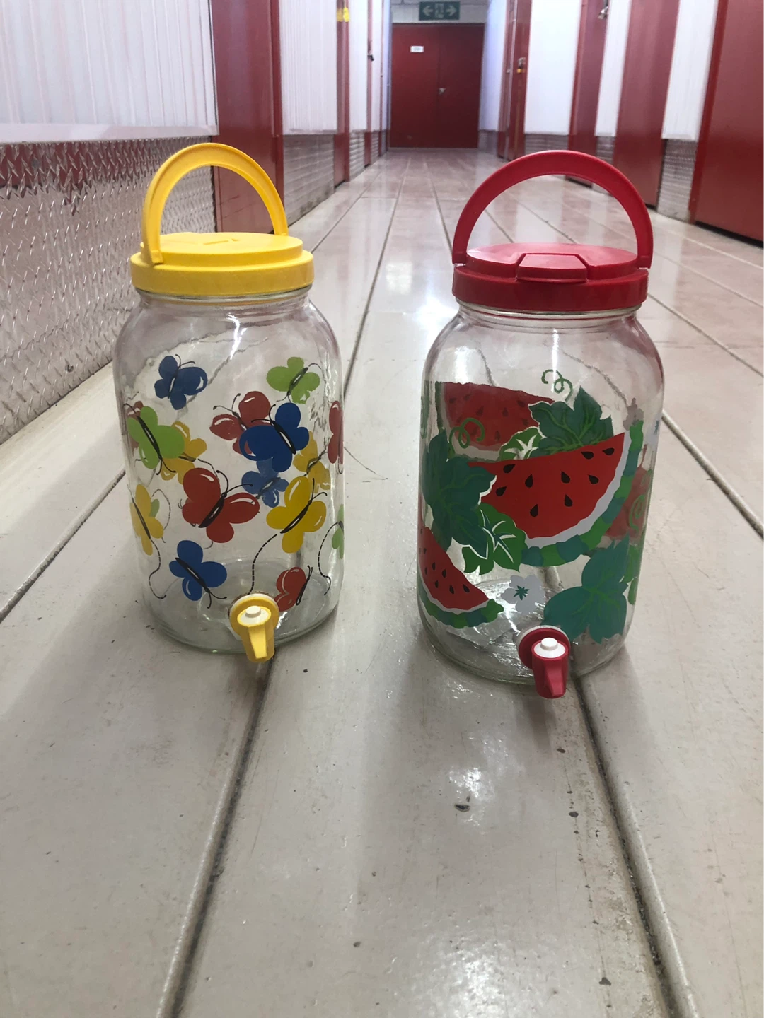 Glass Beverage Dispensers with Dispensers - Set of 2