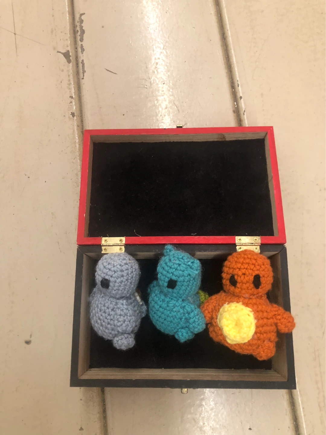 Trinket Box with 3 crochet Pokémon