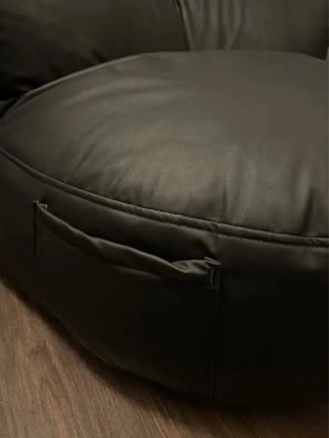 Bean bag chair (Black faux leather) - photo 3