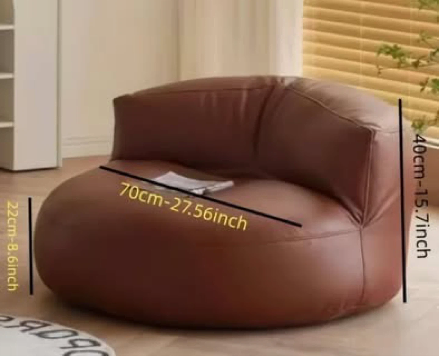 Bean bag chair (Black faux leather) - photo 4