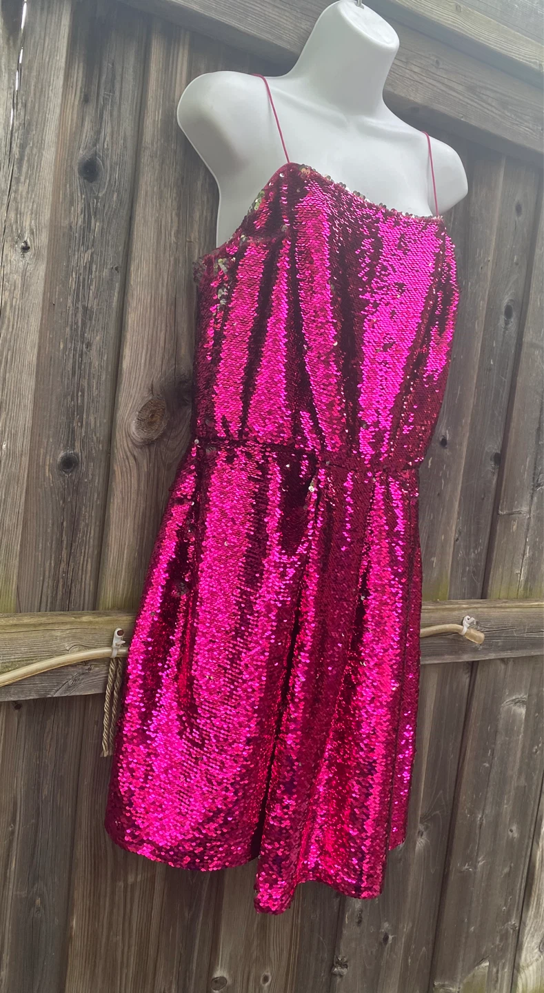 NEW DEREK LAM 10 CROSBY Hot Pink Sequin Dress, Size 10 - photo 4