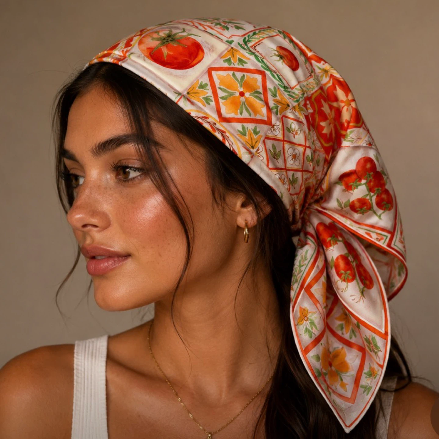 FRAAS Silk Scarf - Tomato Tile Design