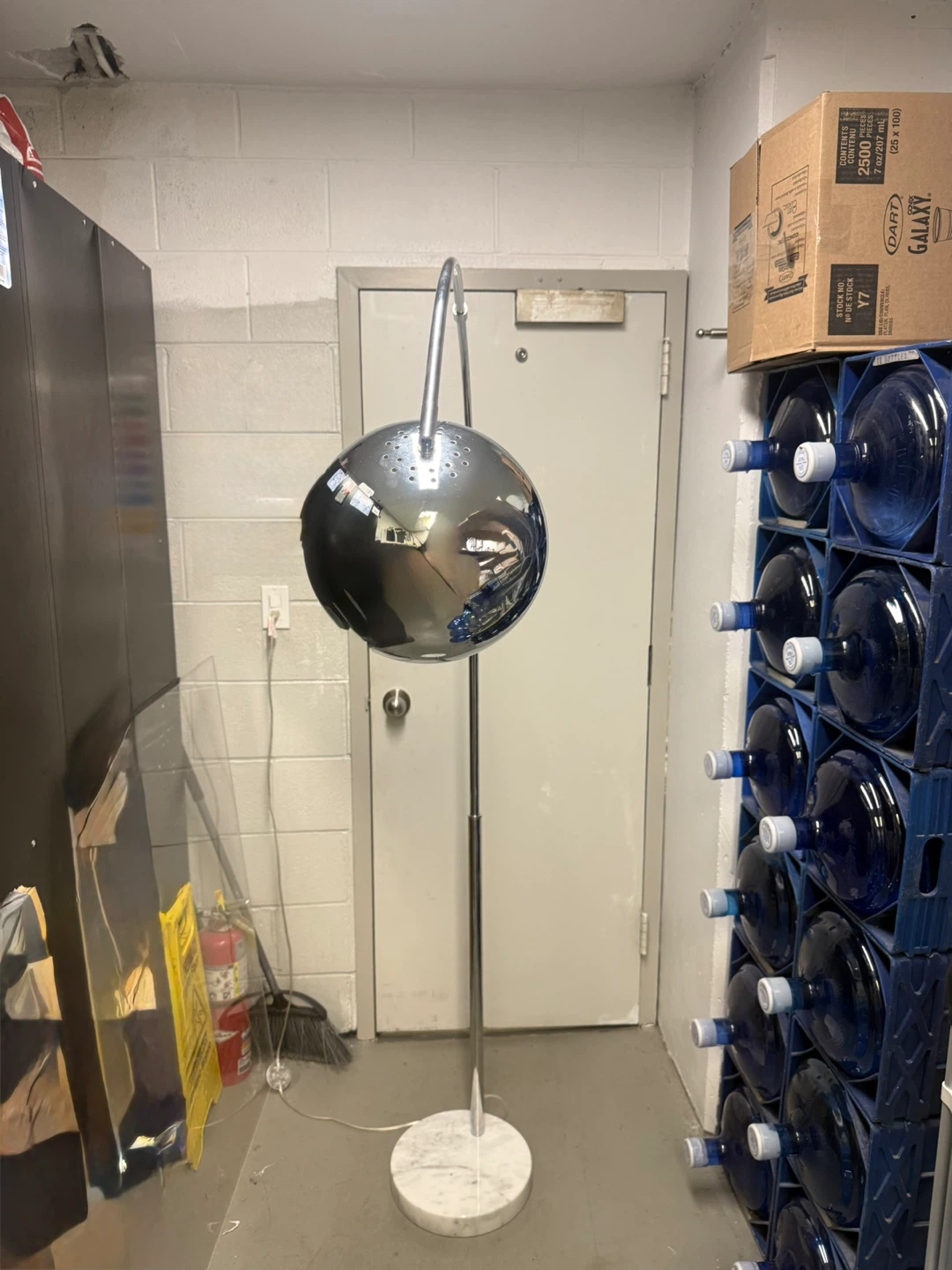 Arc Floor Lamp - Chrome Sphere Shade & Marble Base