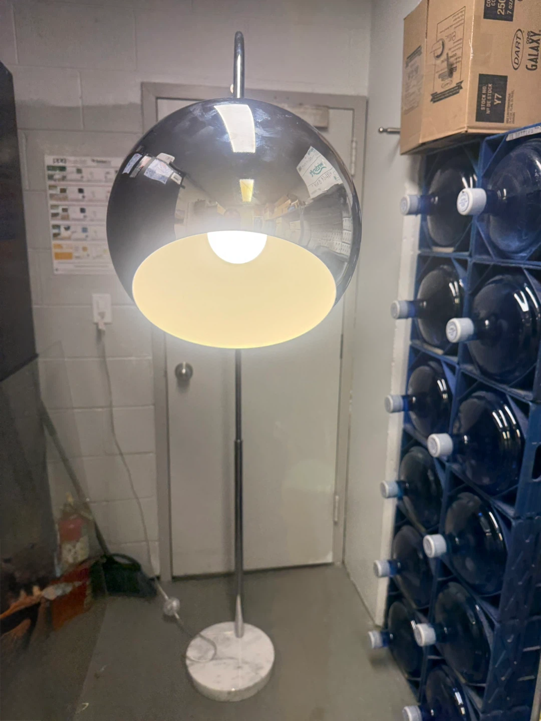 Arc Floor Lamp - Chrome Sphere Shade & Marble Base - photo 4