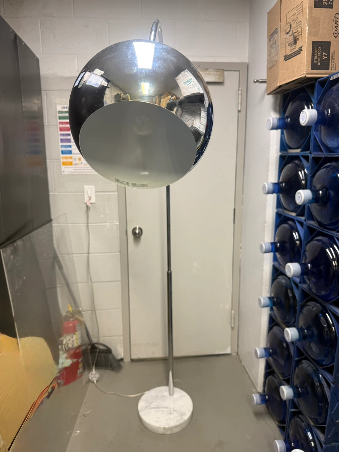 Arc Floor Lamp - Chrome Sphere Shade & Marble Base - photo 2