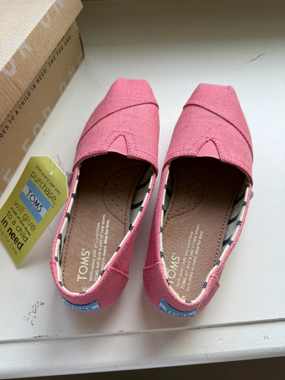 TOMS Pink Canvas Slip-On Shoes Size  6.5