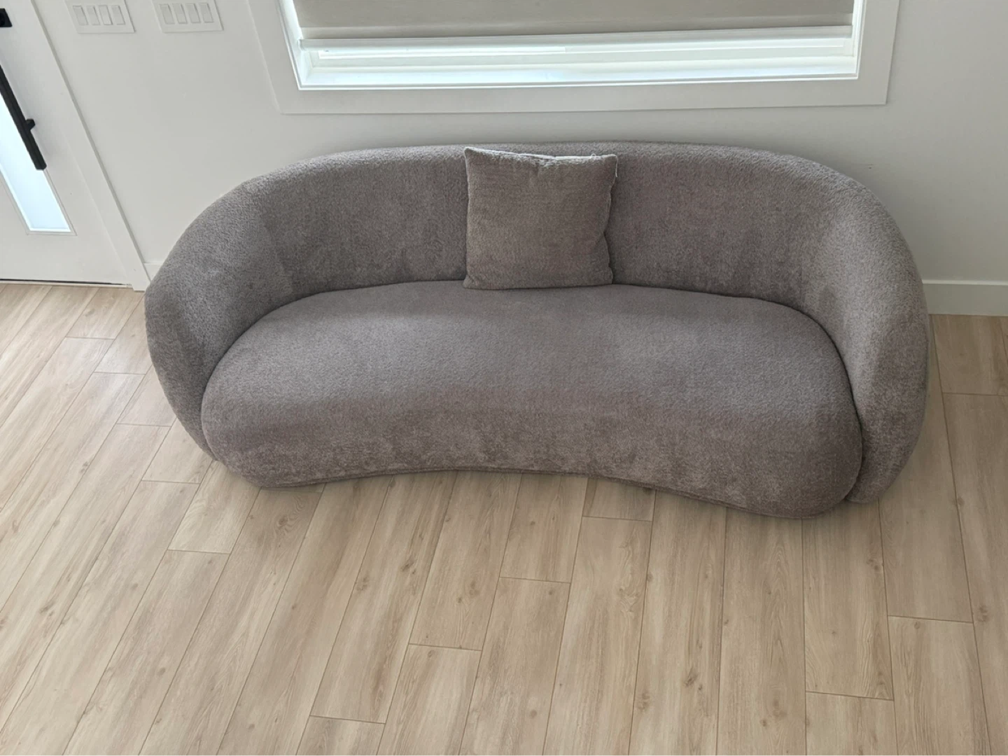 Grey Boucle Sofa with Pillow