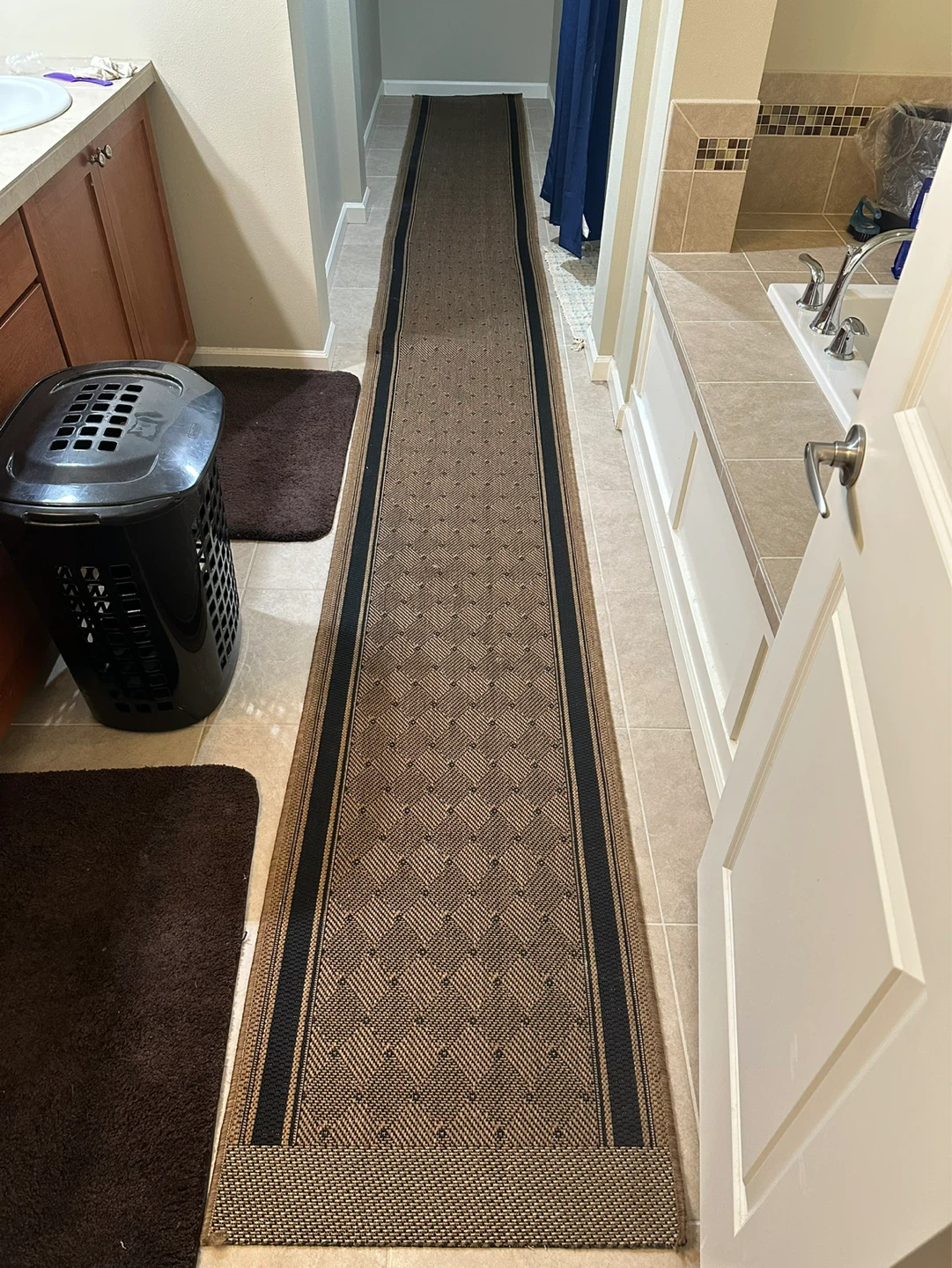Brown Runner Rug with Black Border