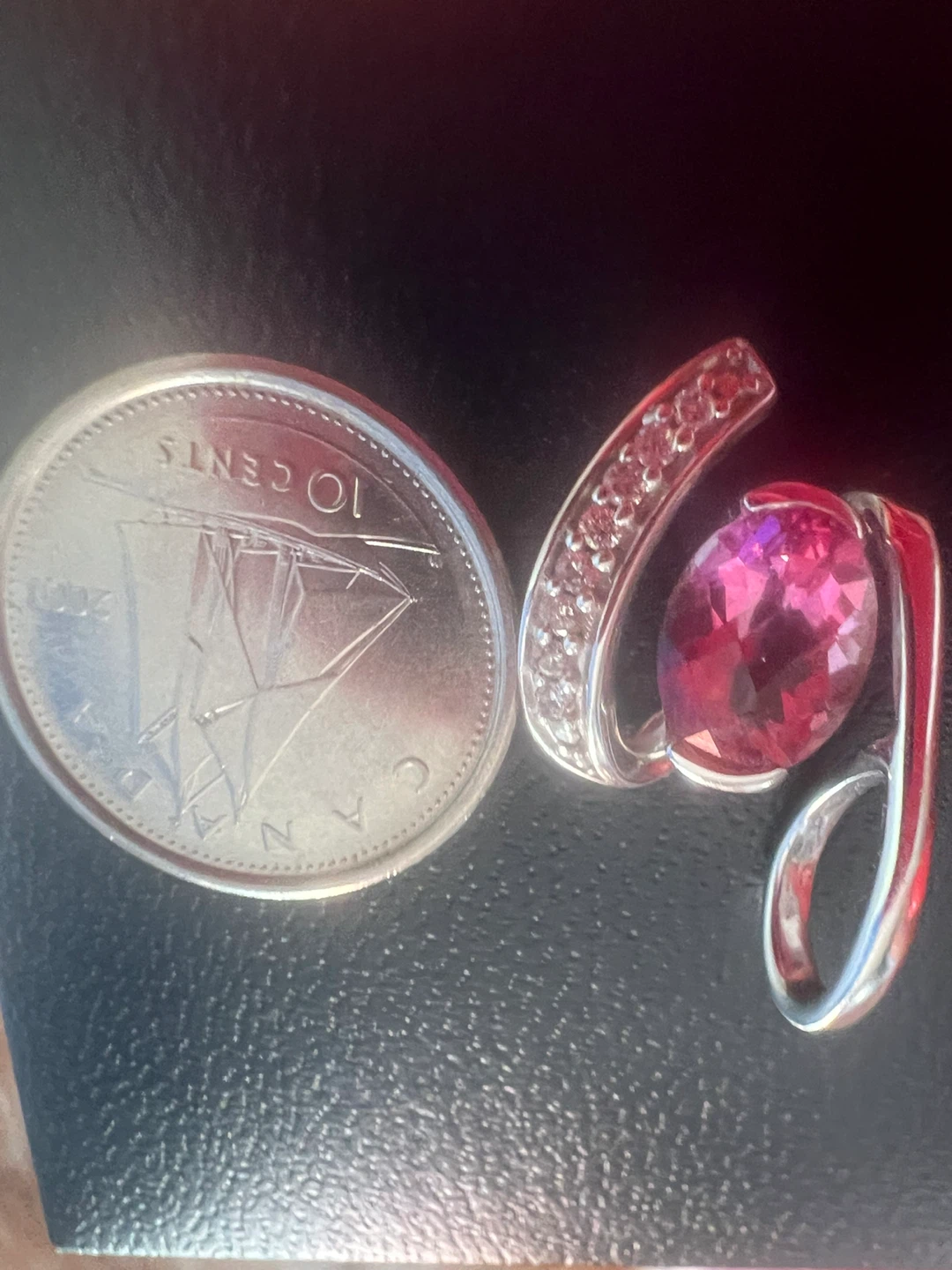 10K White Gold Pink topaz Pendant with Diamonds - photo 2