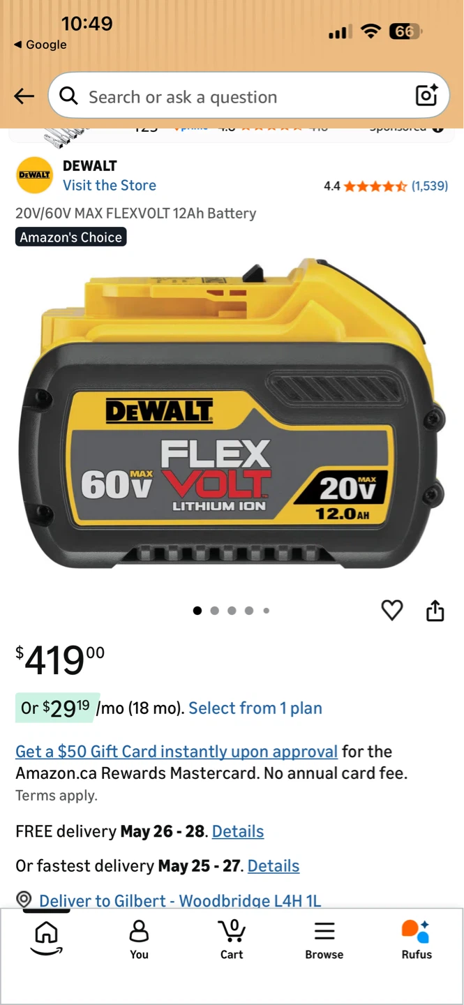 DEWALT FLEXVOLT 20V/60V MAX Lithium Ion Battery 12.0AH