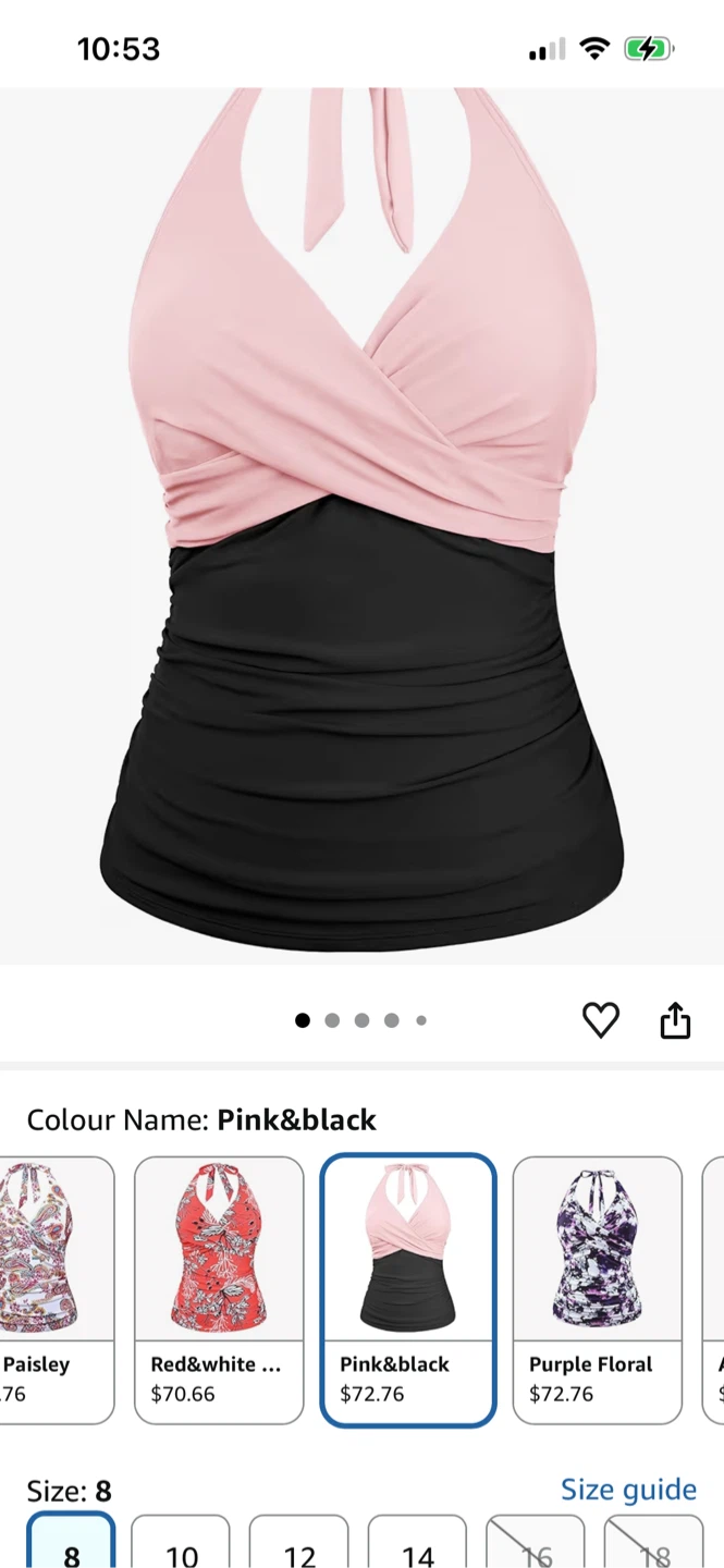 Hilor Pink & Black Halter Swimsuit Size 8