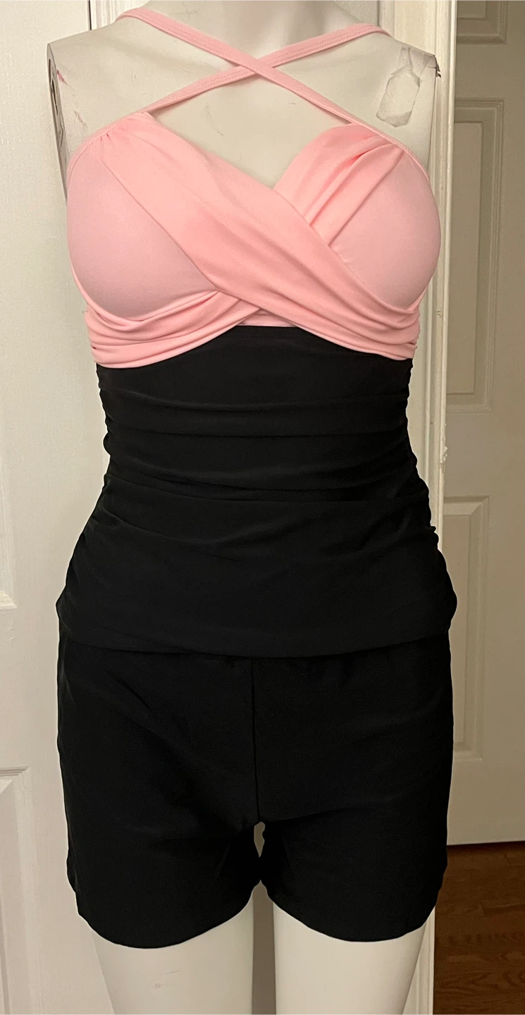 Hilor Pink & Black Halter Swimsuit Size 8 - photo 5