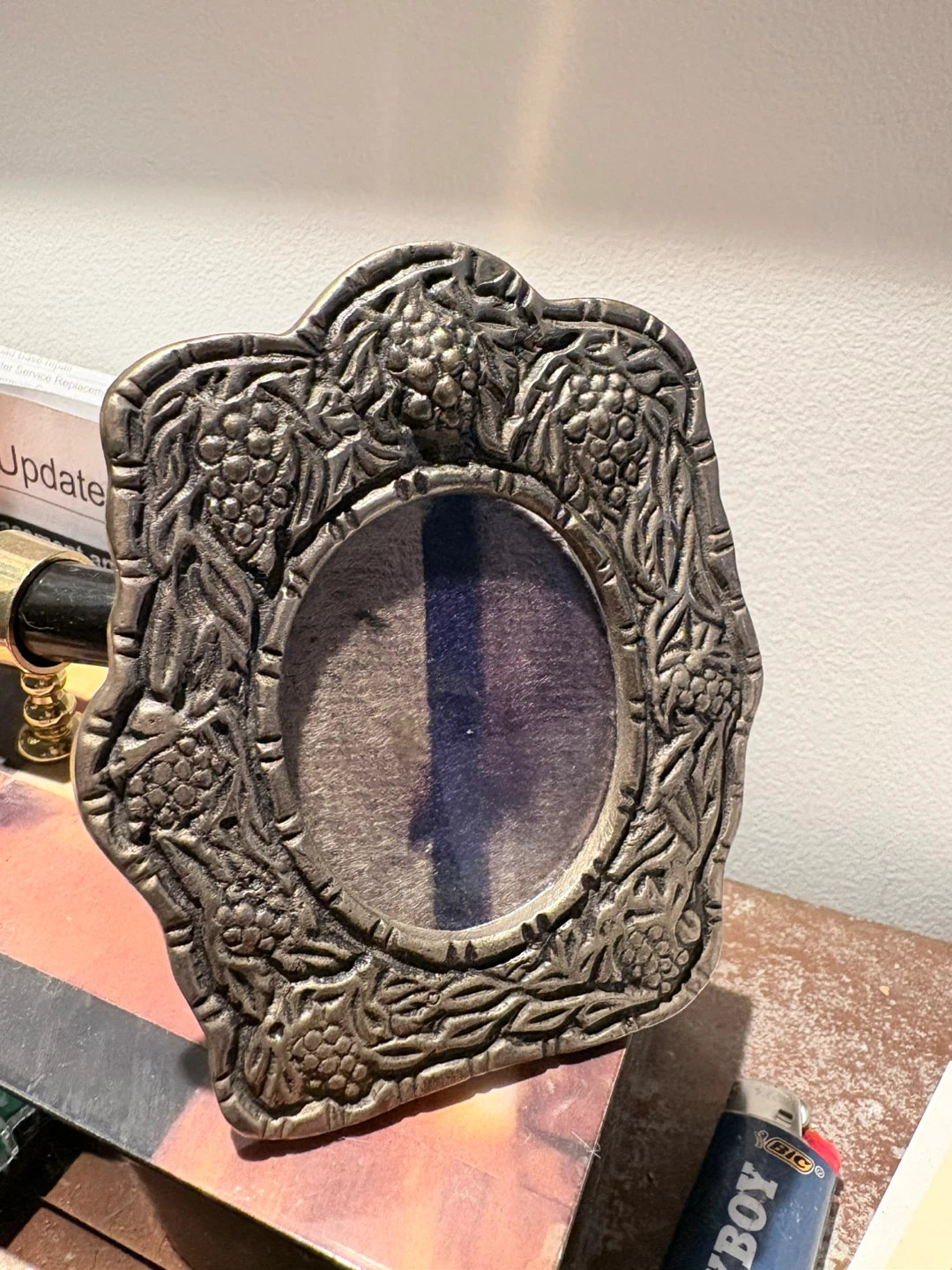 Victorian silverate picture frame. Stamped