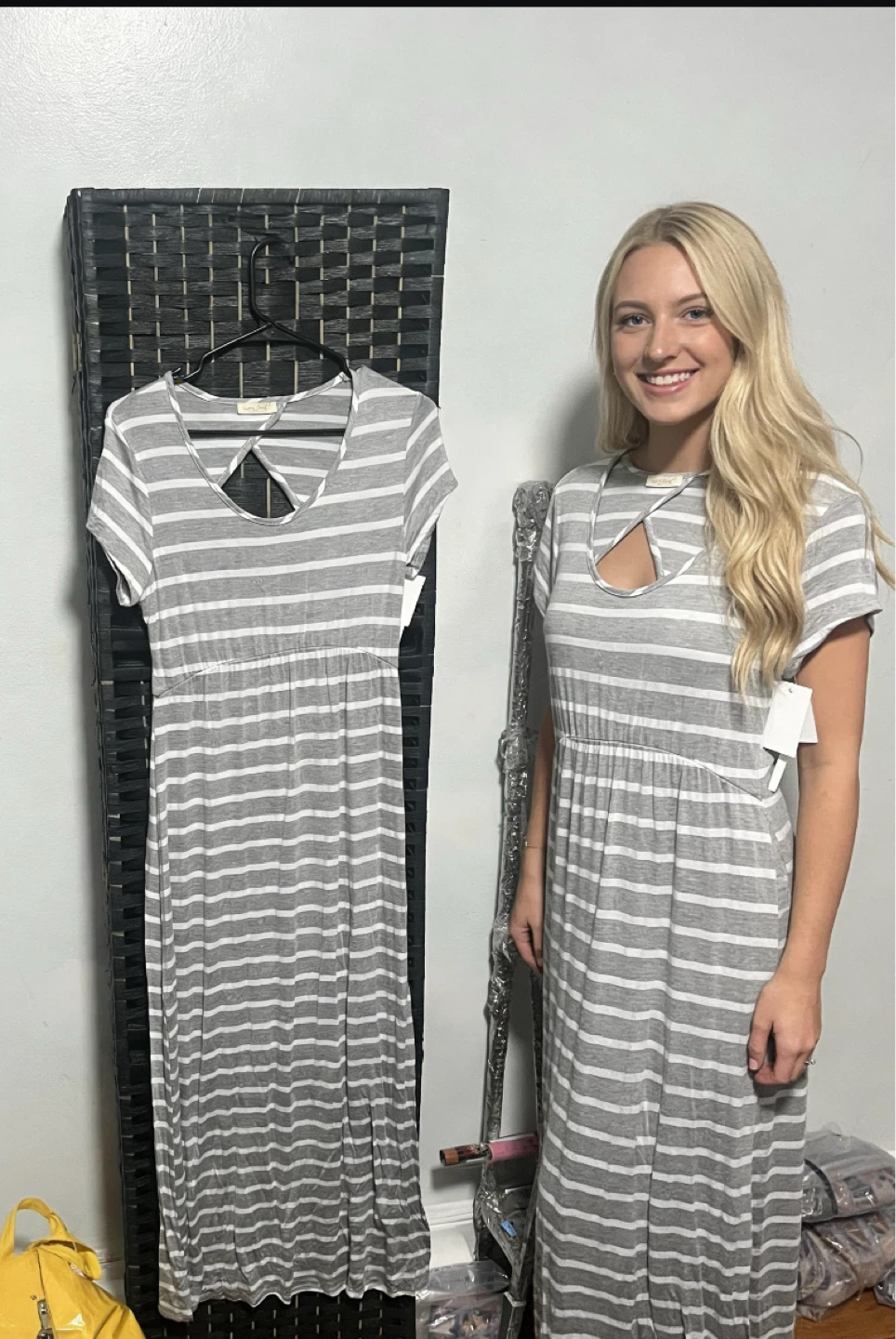 Striped Maxi Dress with Keyhole Neck size S/M/l