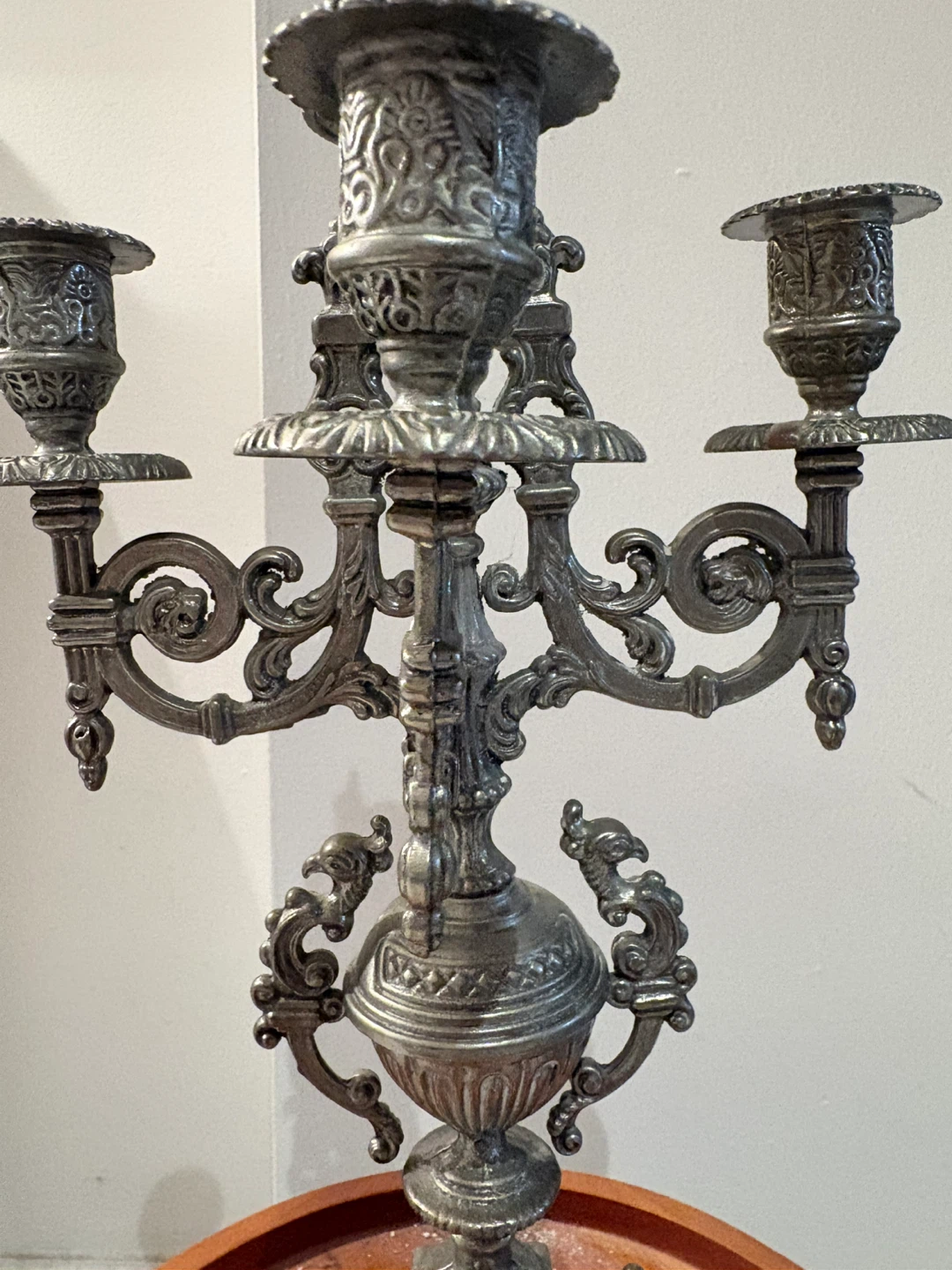 1940s Brass Candelabra Pair With Five Arm Design in Rococo Style - photo 2