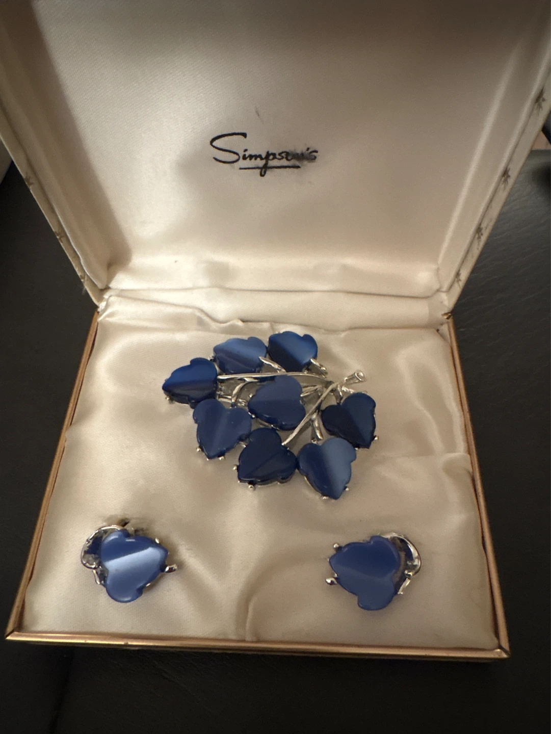 Vintage Simpsons Brooch and Earrings Set - Blue