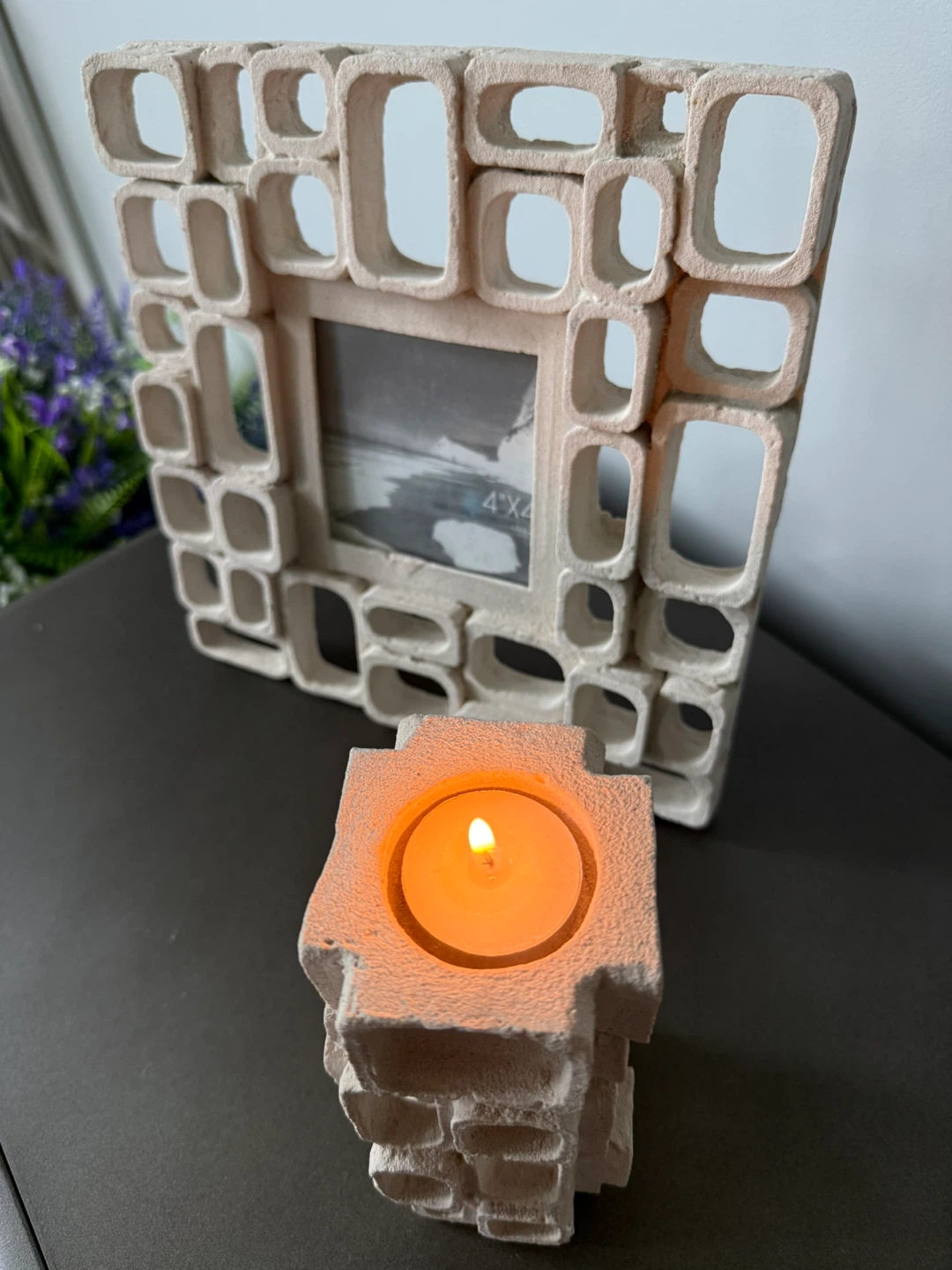 Textured Picture Frame and Candle Holder Set - photo 3