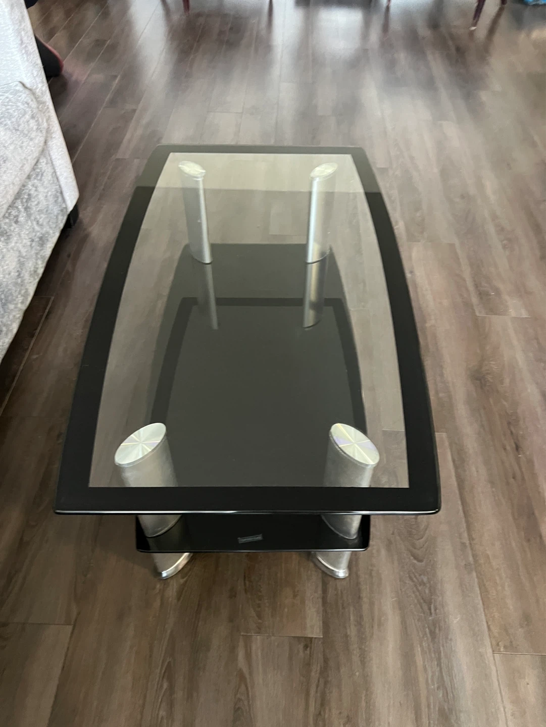Glass Coffee Table with Black Shelf - photo 3