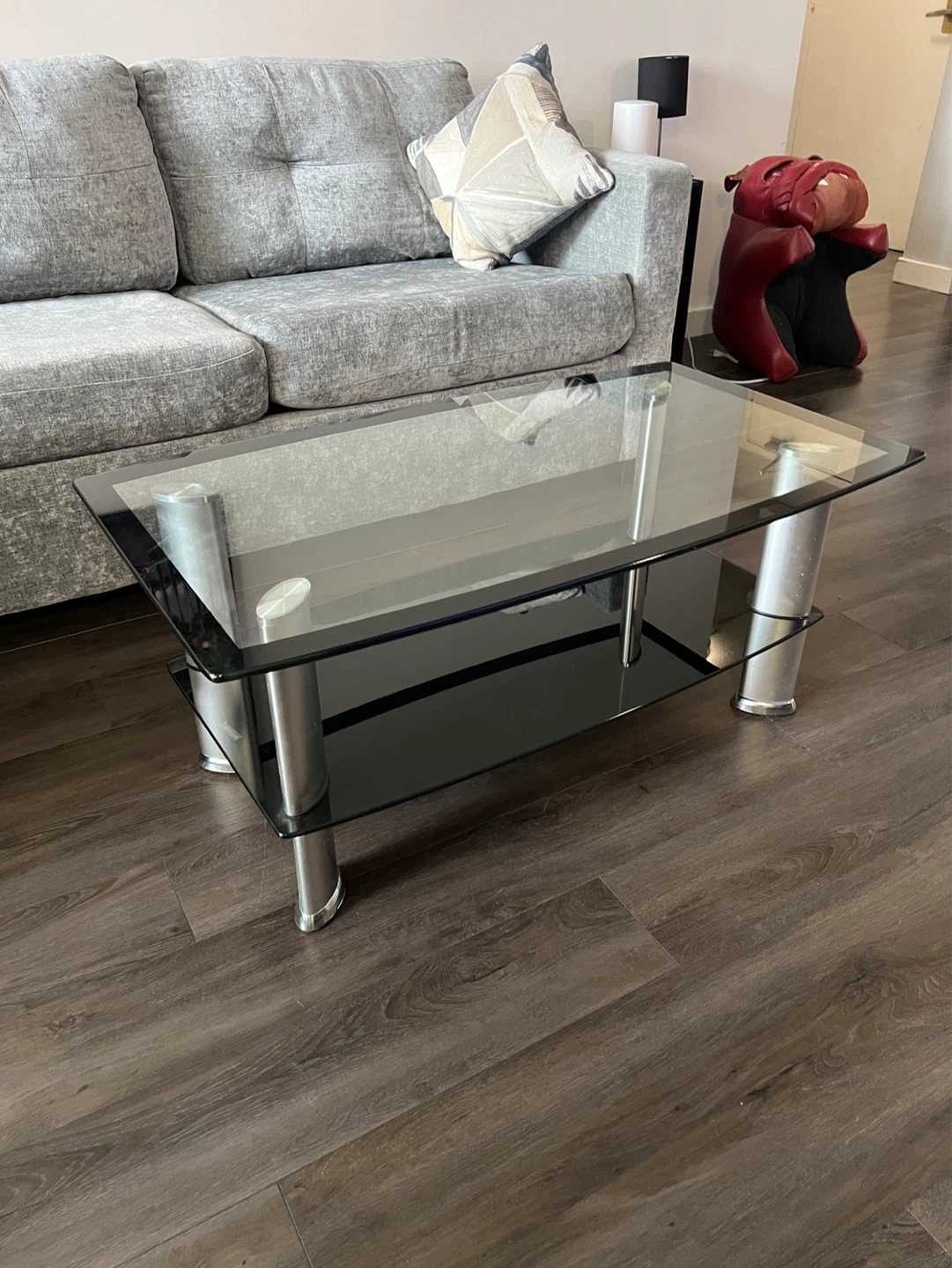 Glass Coffee Table with Black Shelf - photo 2
