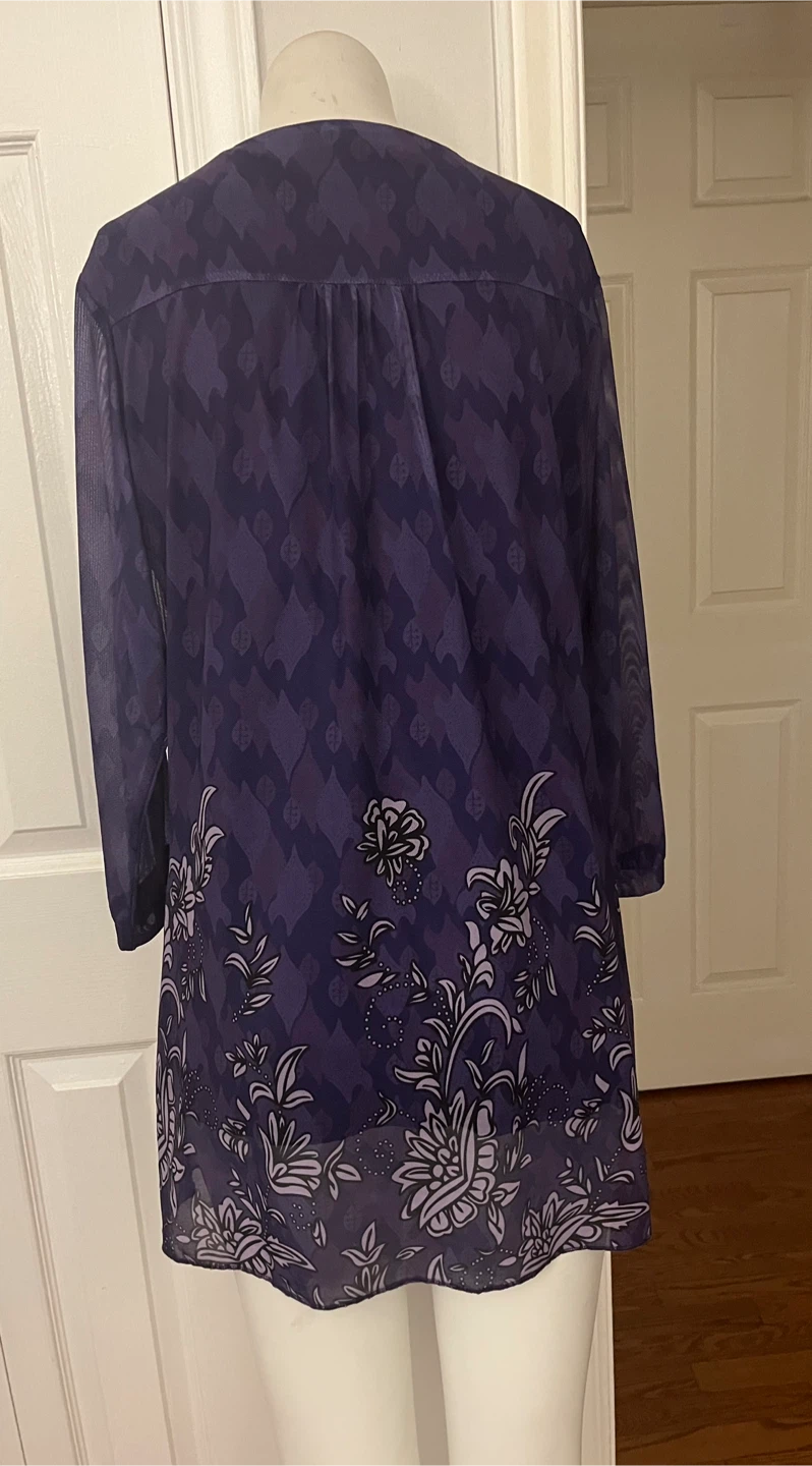 Women's Purple Floral Print Tunic Top size L - photo 4