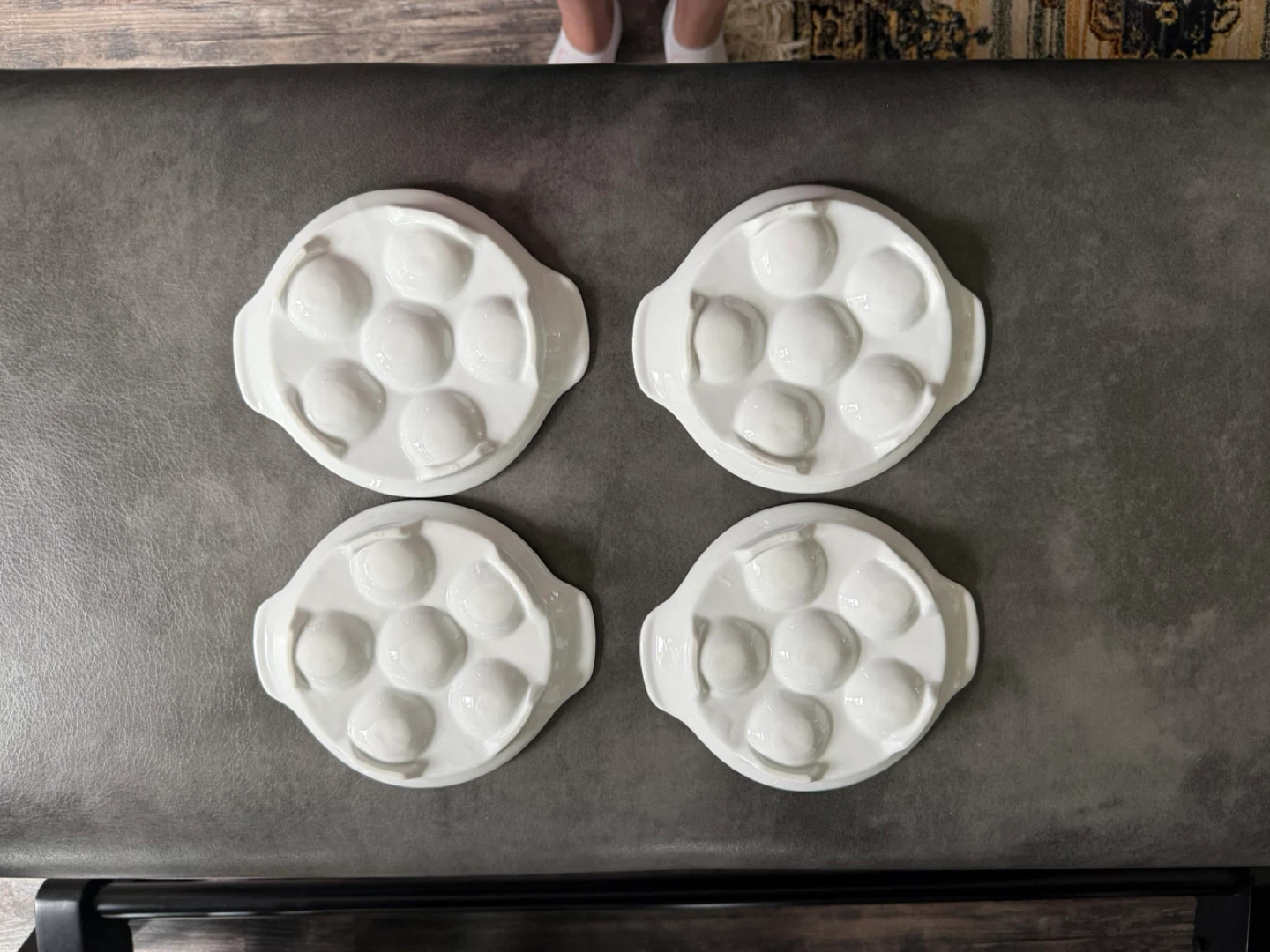 Set of 4 White Escargot or Other Appetizer Plates - photo 2