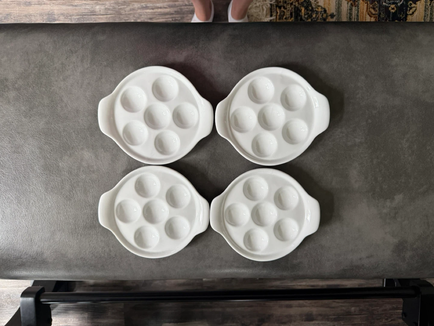 Set of 4 White Escargot or Other Appetizer Plates