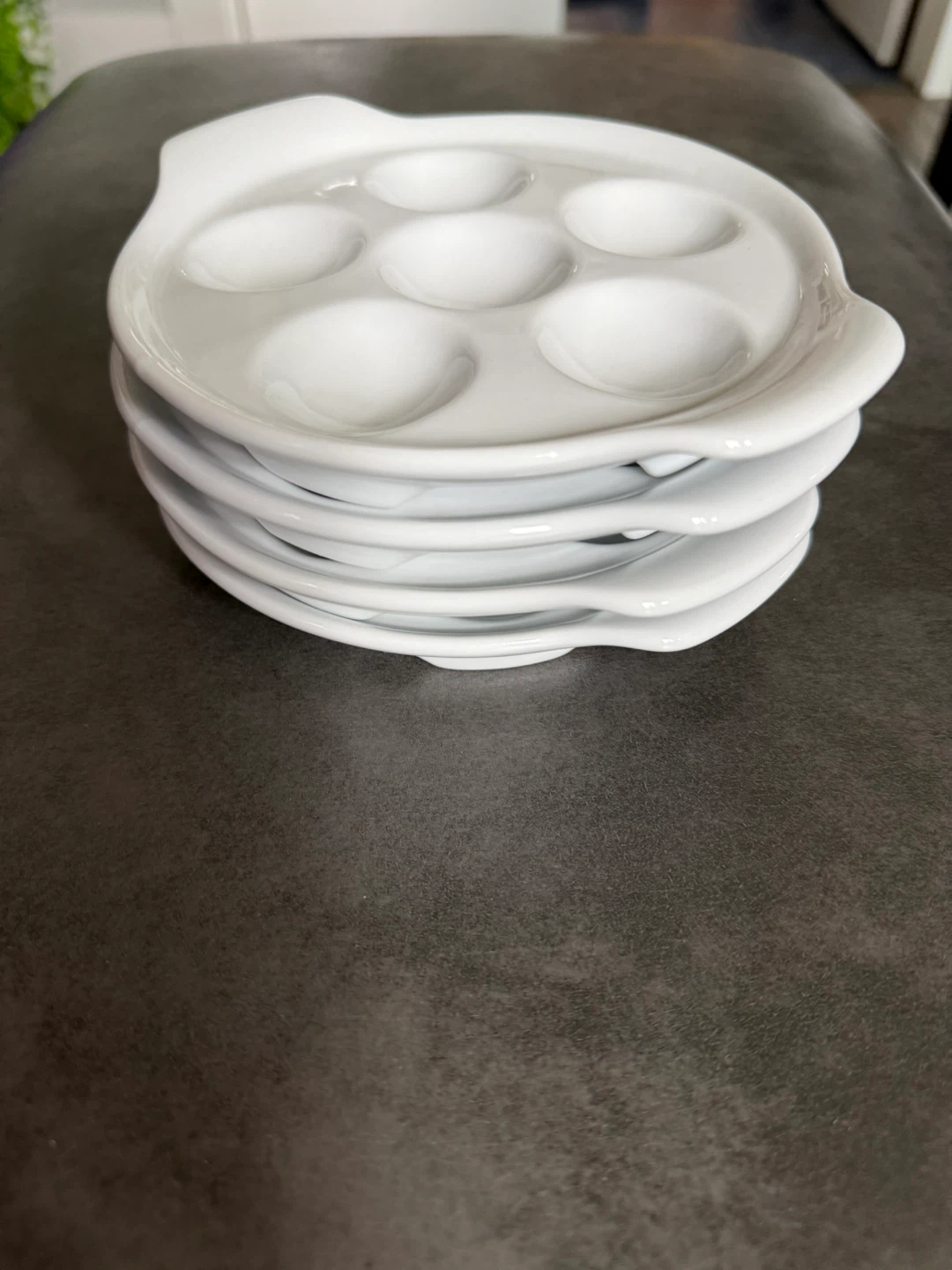 Set of 4 White Escargot or Other Appetizer Plates - photo 3