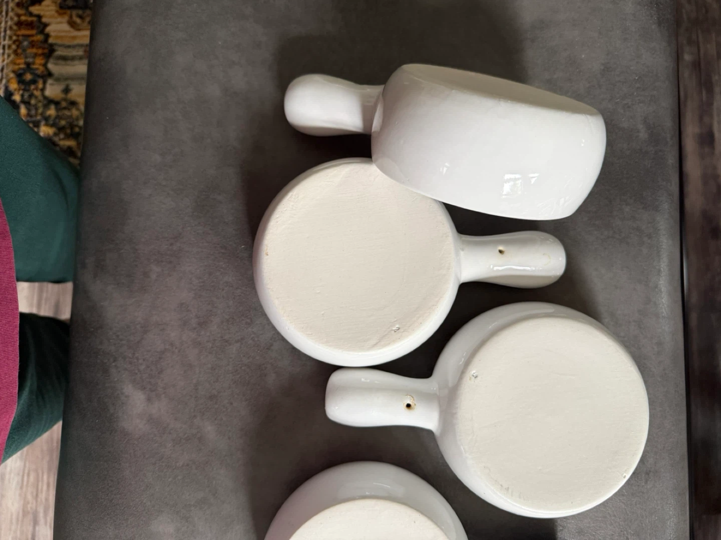 Set of 4 Large White Ceramic Ramekins with Handles - photo 3