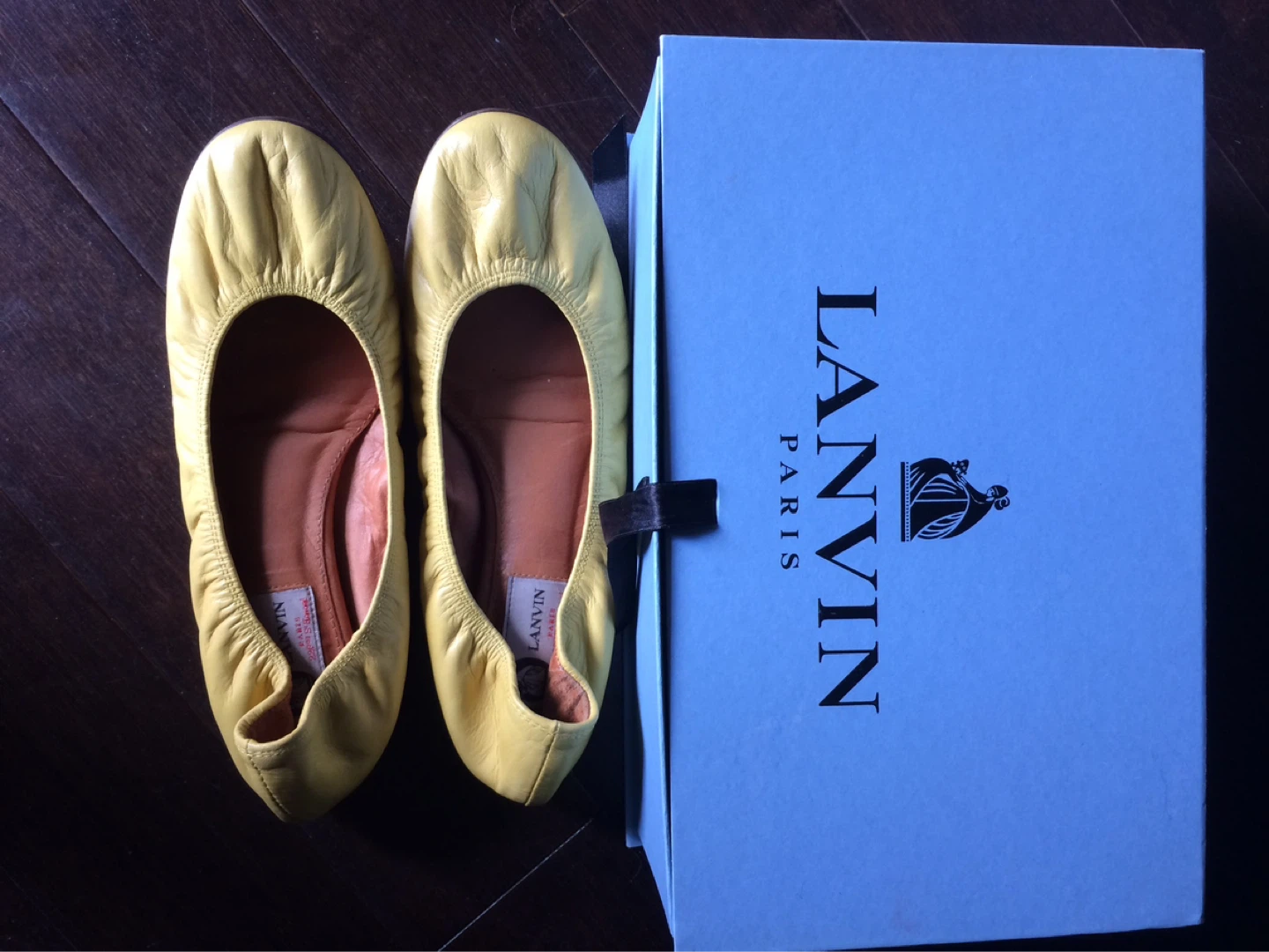 Lanvin Paris Yellow Leather Ballet Flats
