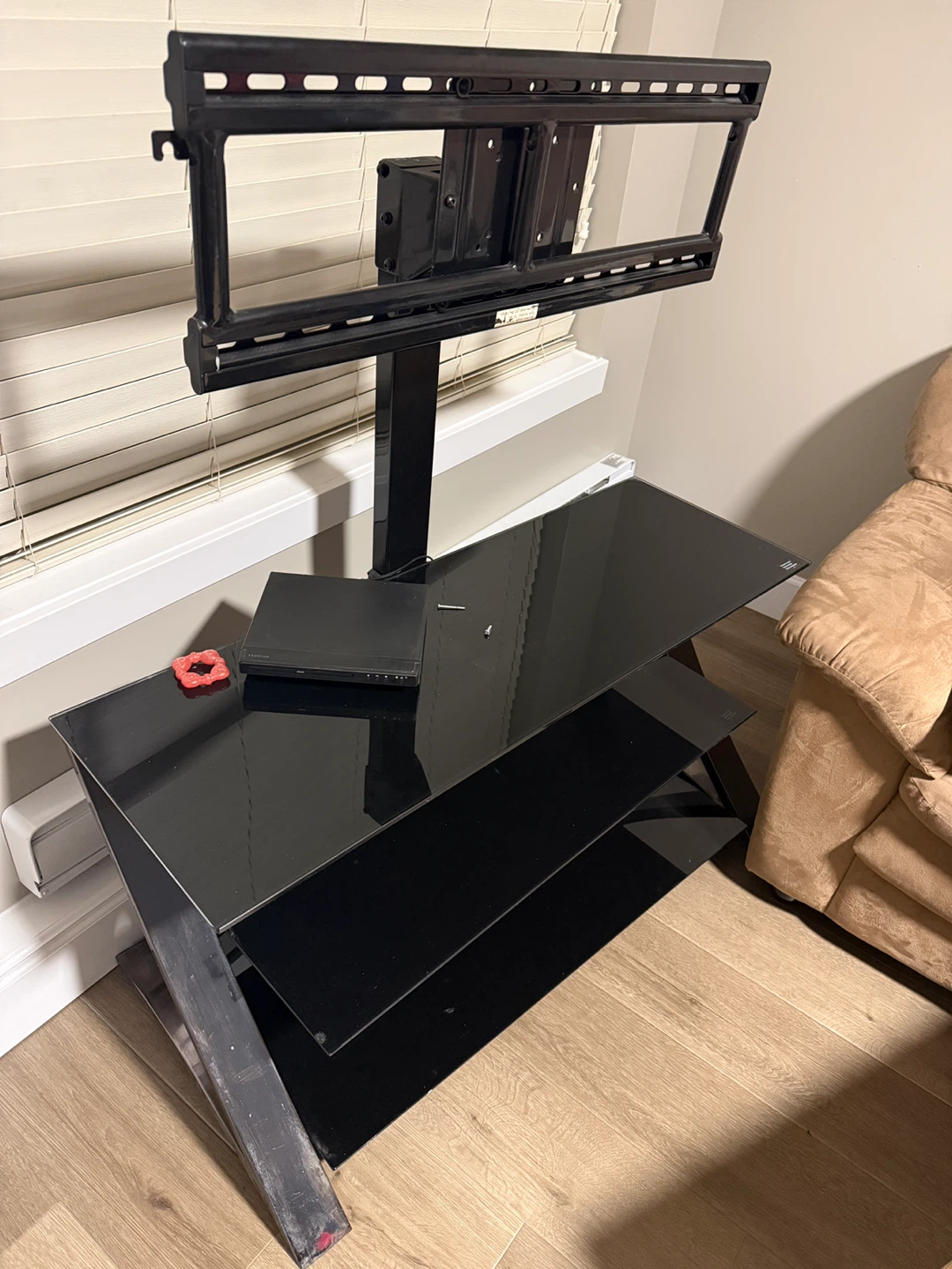 Black Glass TV Stand with Swivel Mount - photo 2