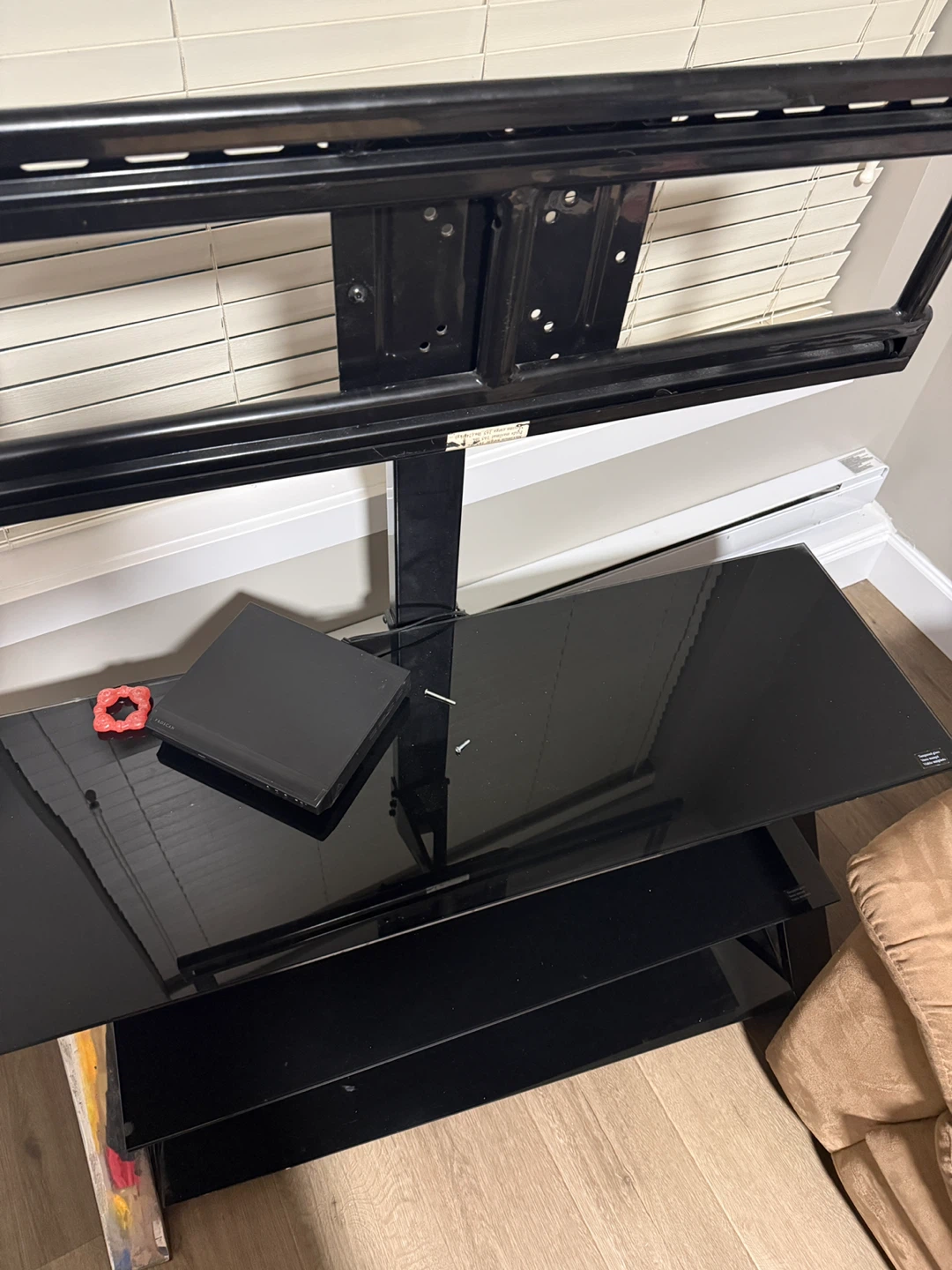 Black Glass TV Stand with Swivel Mount - photo 3