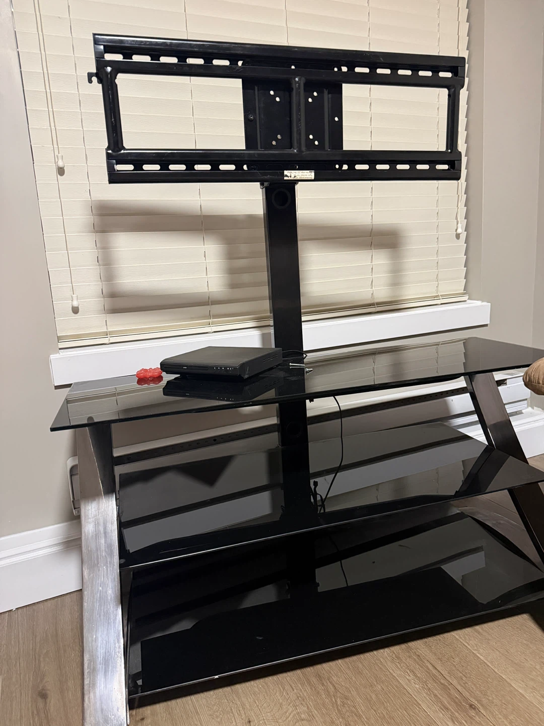 Black Glass TV Stand with Swivel Mount