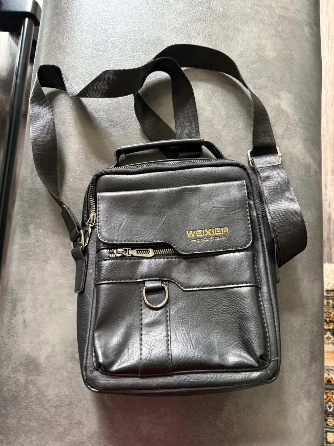 Black Faux Leather Crossbody Bag