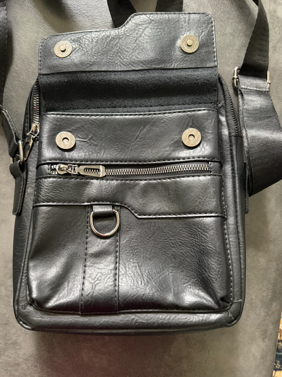 Black Faux Leather Crossbody Bag - photo 2