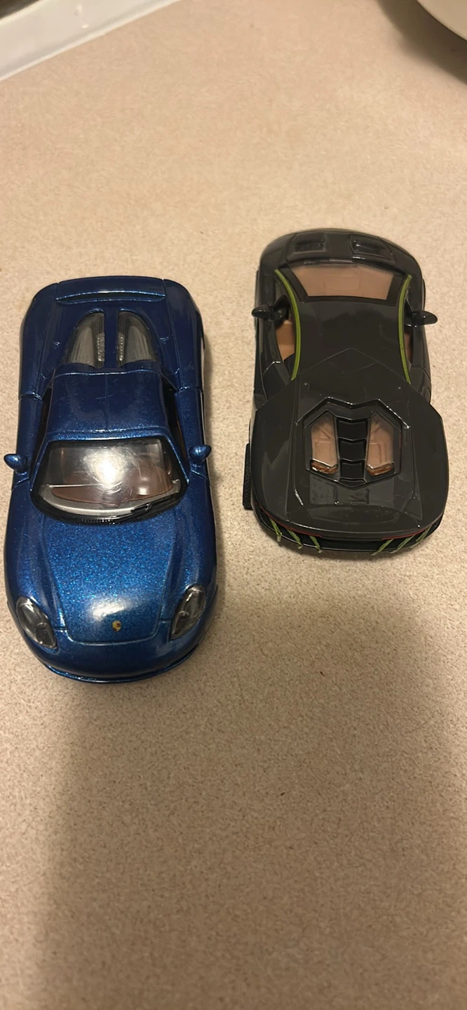 2 Diecast Toy Cars - Blue Sports Car and Black Sports Car - photo 2