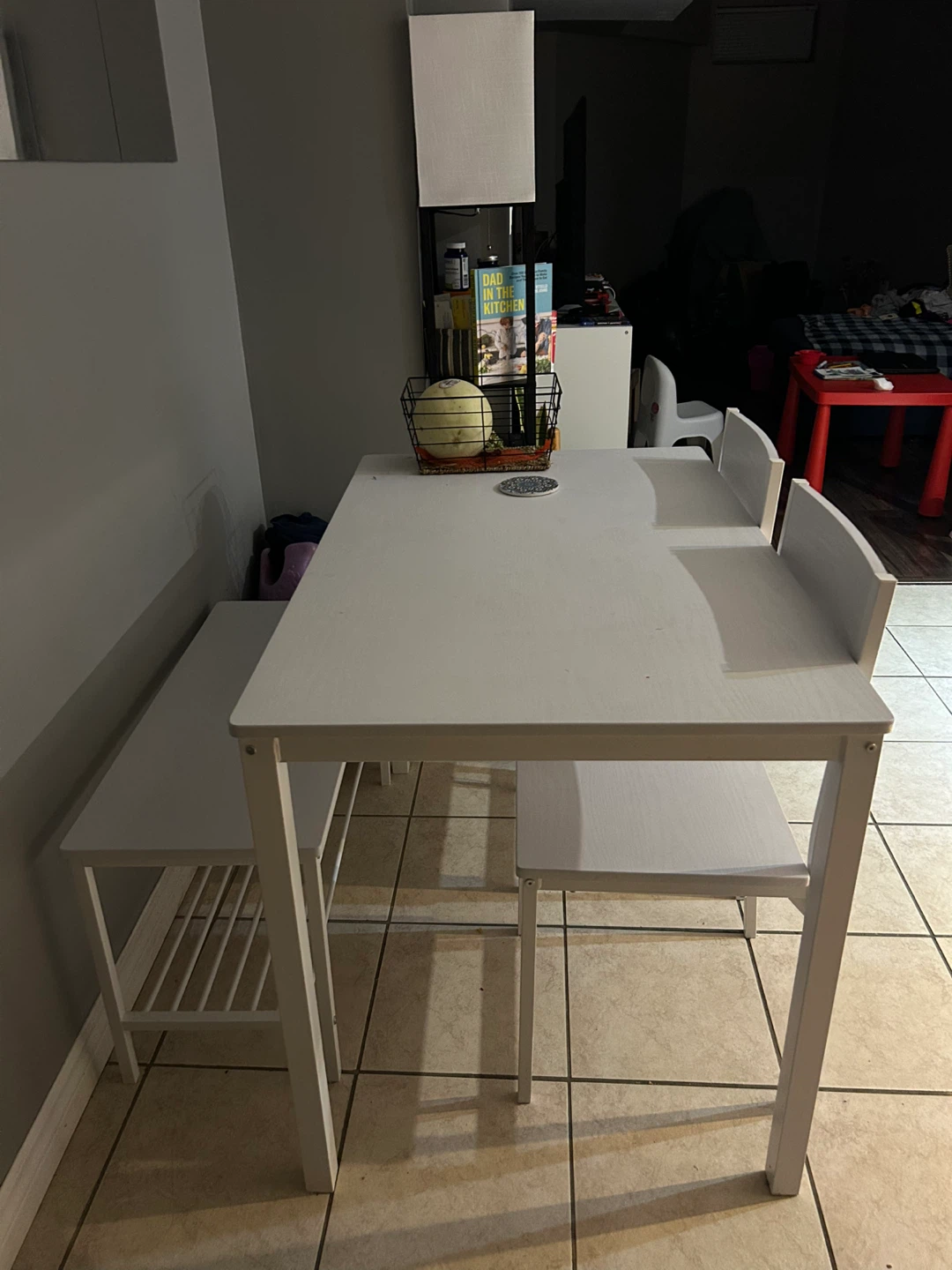White Dining Table Set with 2 Chairs and Bench - photo 2