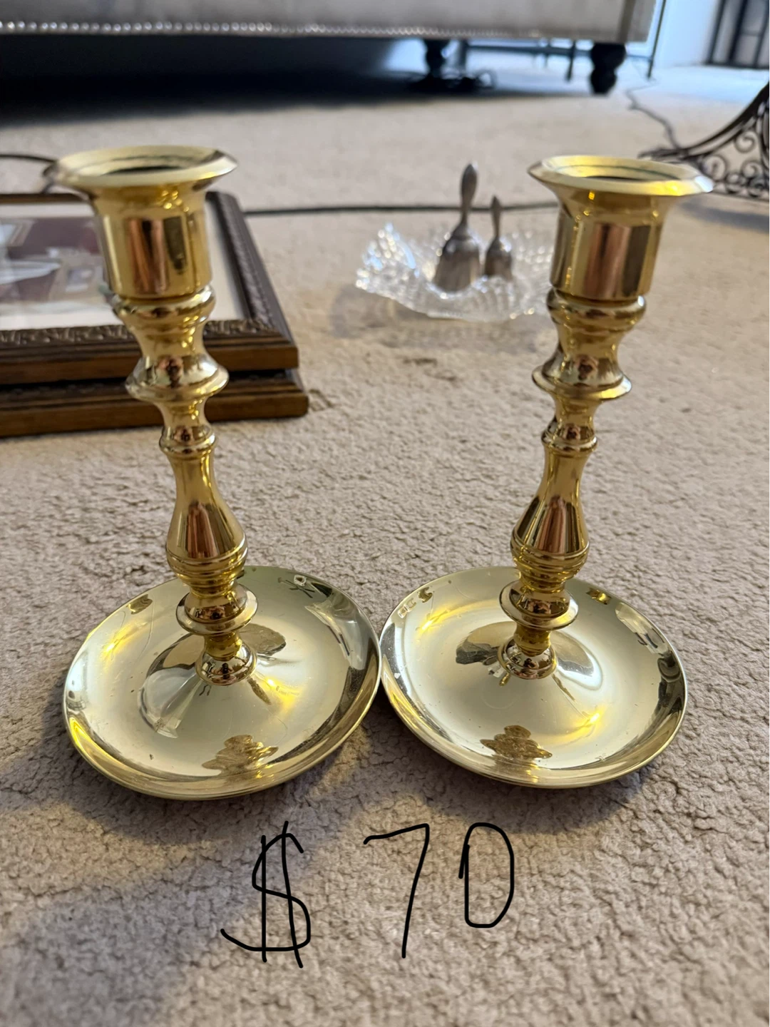 VTG Baldwin Heavy Brass Candlesticks Set of 4