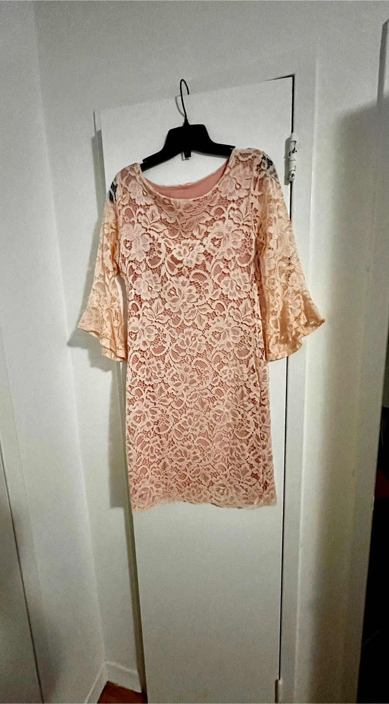 Peach Lace Bell Sleeve Lace Dress size S/ 4