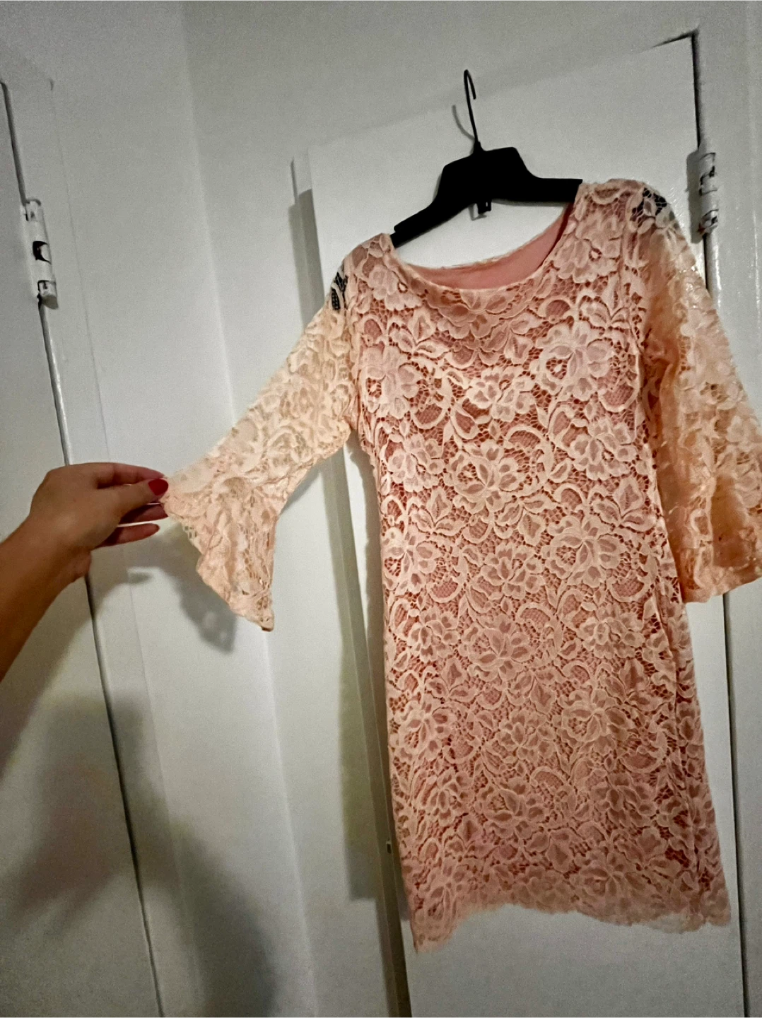 Peach Lace Bell Sleeve Lace Dress size S/ 4 - photo 2