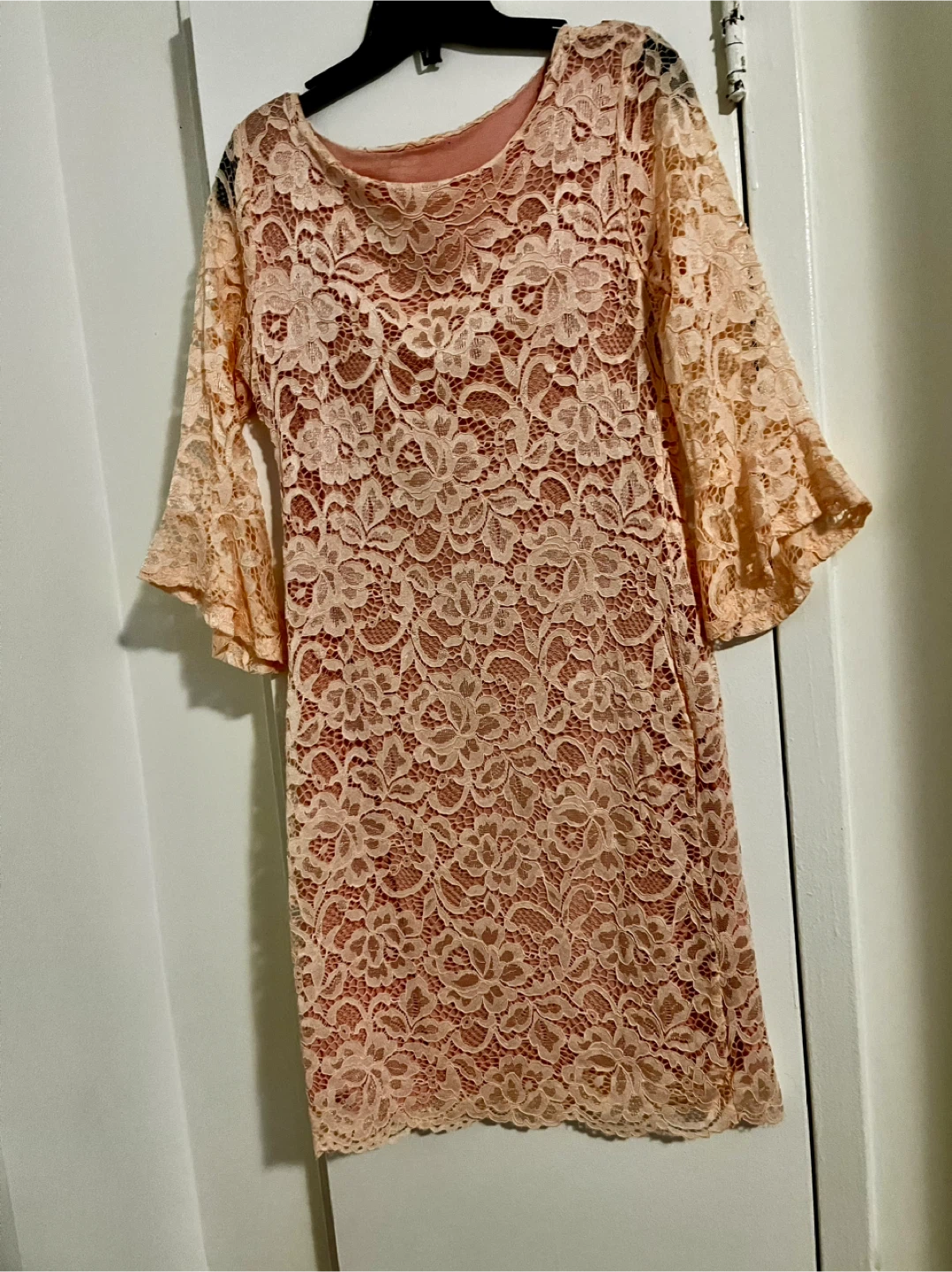 Peach Lace Bell Sleeve Lace Dress size S/ 4 - photo 3