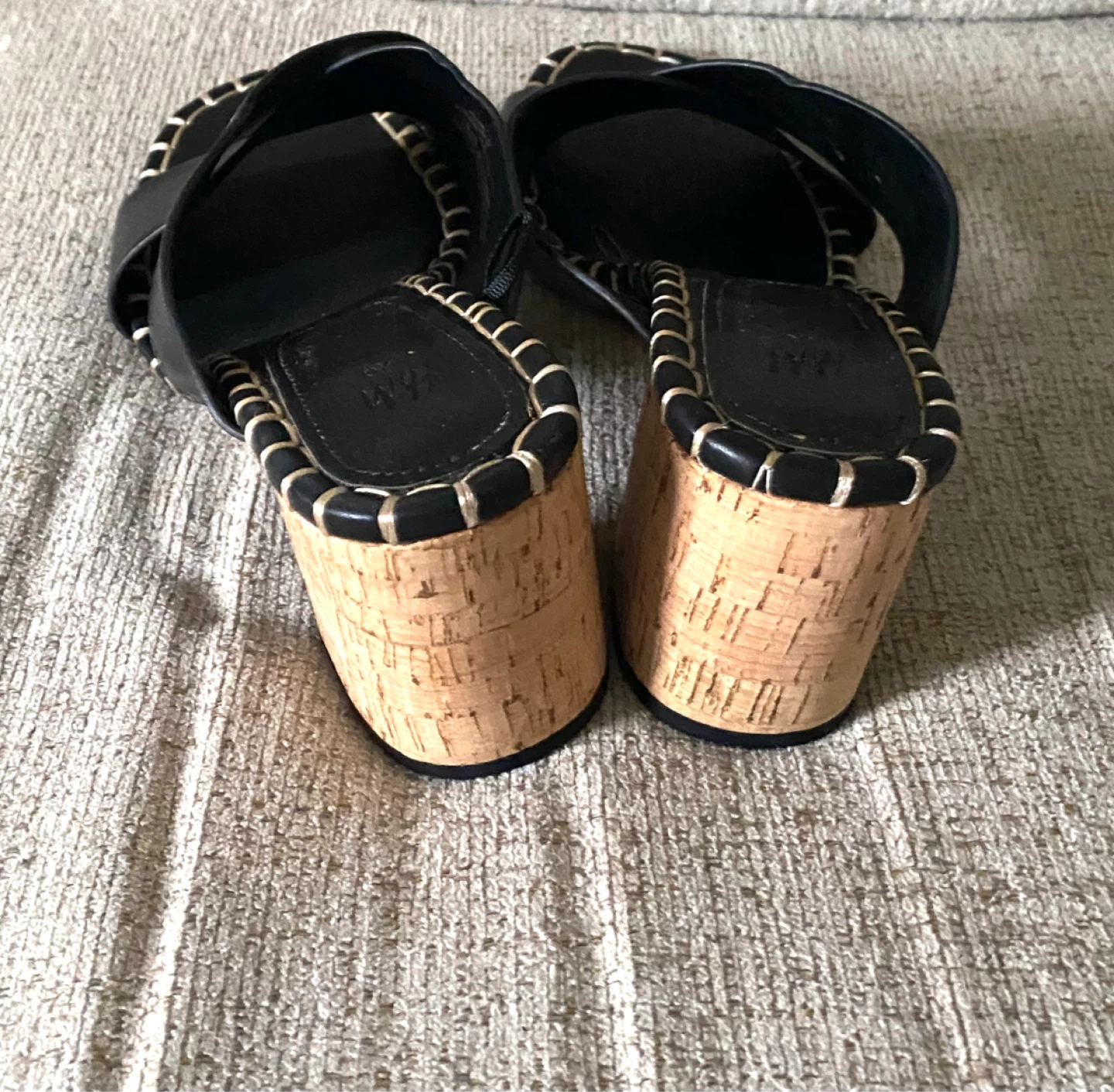 H&M Black Cross-Strap Cork Heel Sandals EUR 40 - photo 3