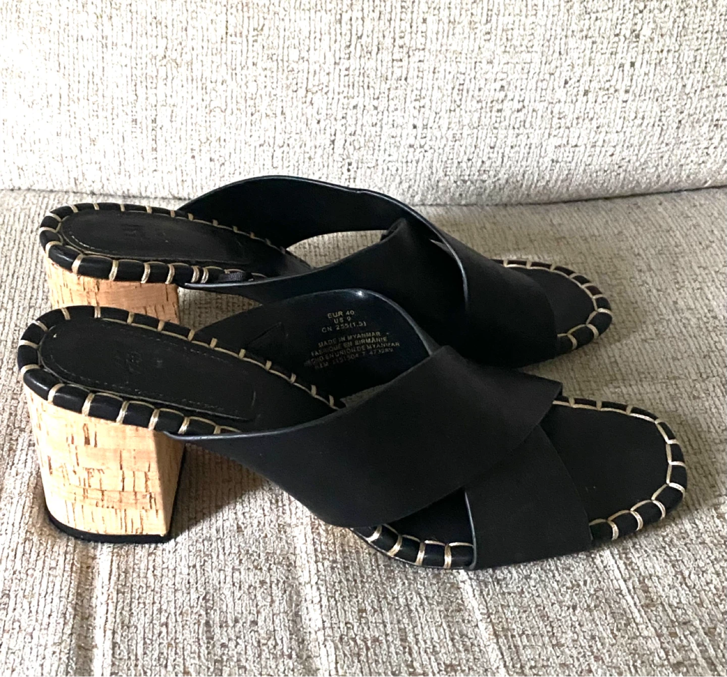 H&M Black Cross-Strap Cork Heel Sandals EUR 40 - photo 4