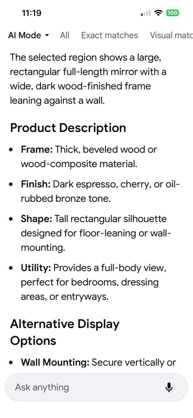 Large Full-Length Mirror with Dark Wood Frame - photo 2