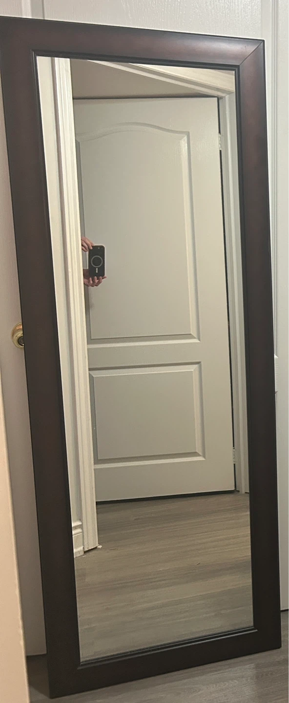 Large Full-Length Mirror with Dark Wood Frame