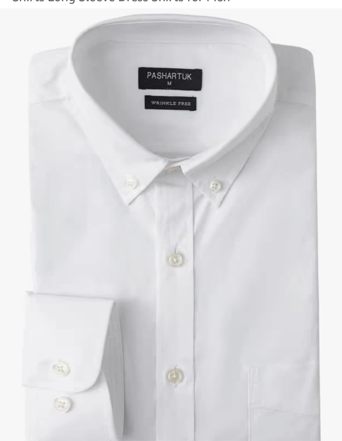 PASHART White Wrinkle Free Long Sleeve Dress Shirt - XX-Large - photo 2